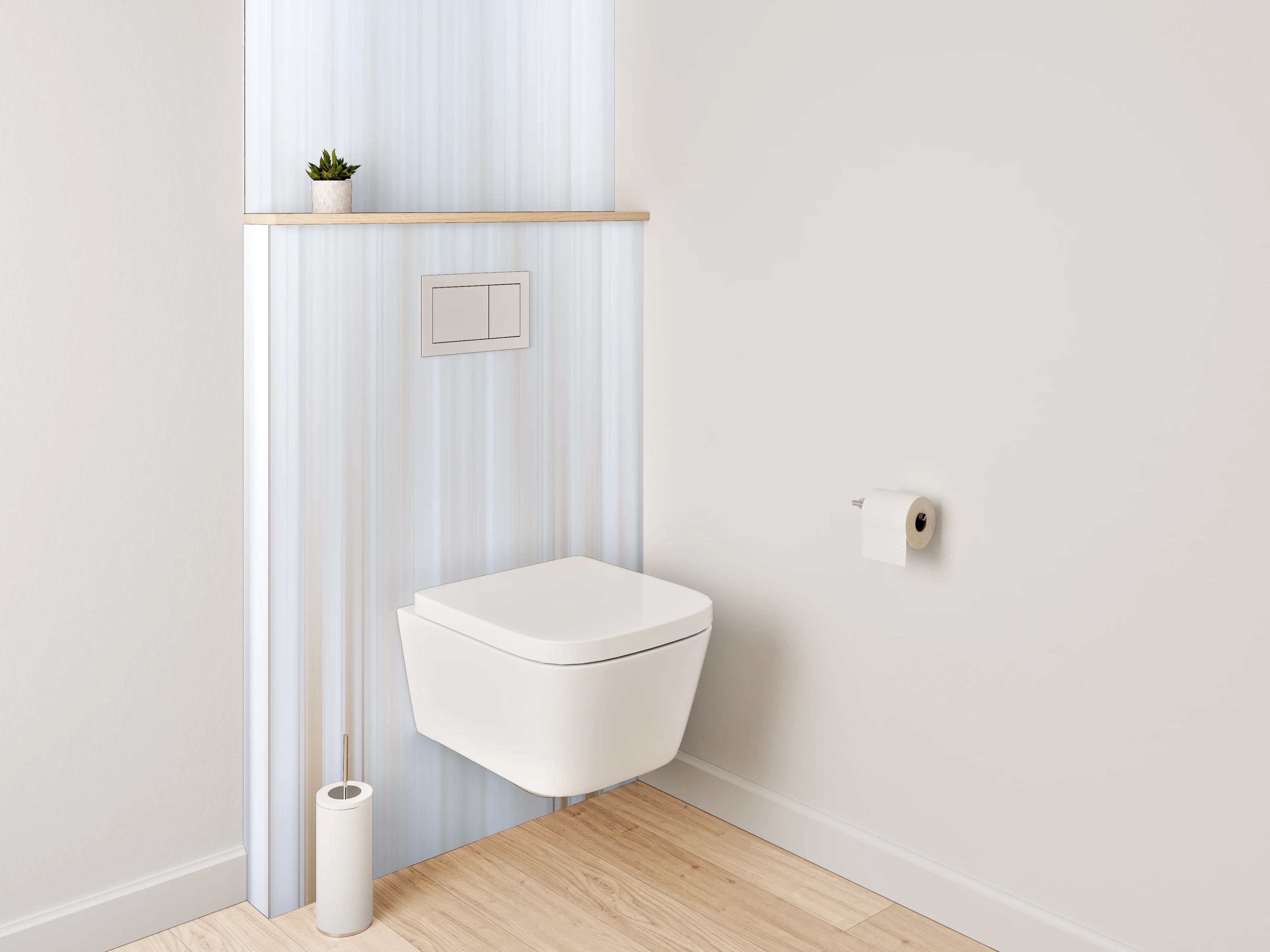 WC-Rückwand - Modernes weiß-graues Streifenmuster