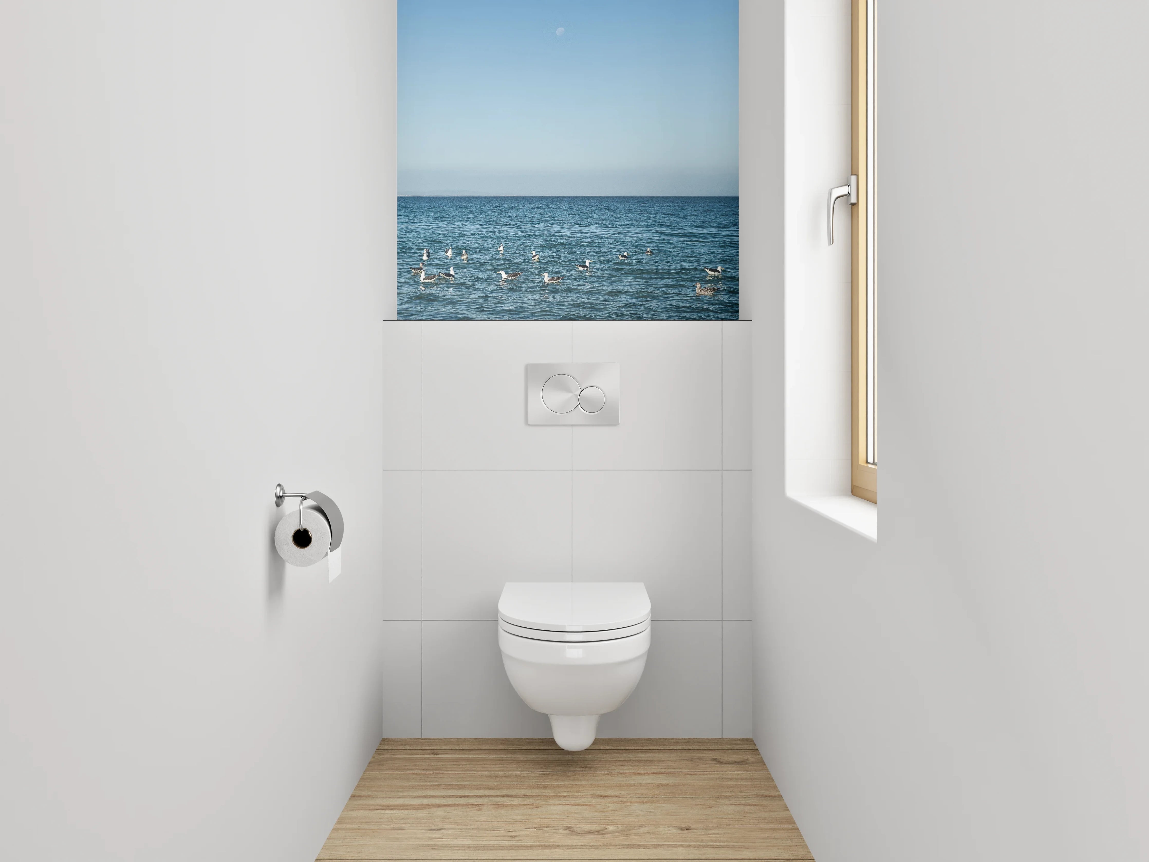 WC-Rückwand - Möwen auf dem Meer – maritime Ruhe