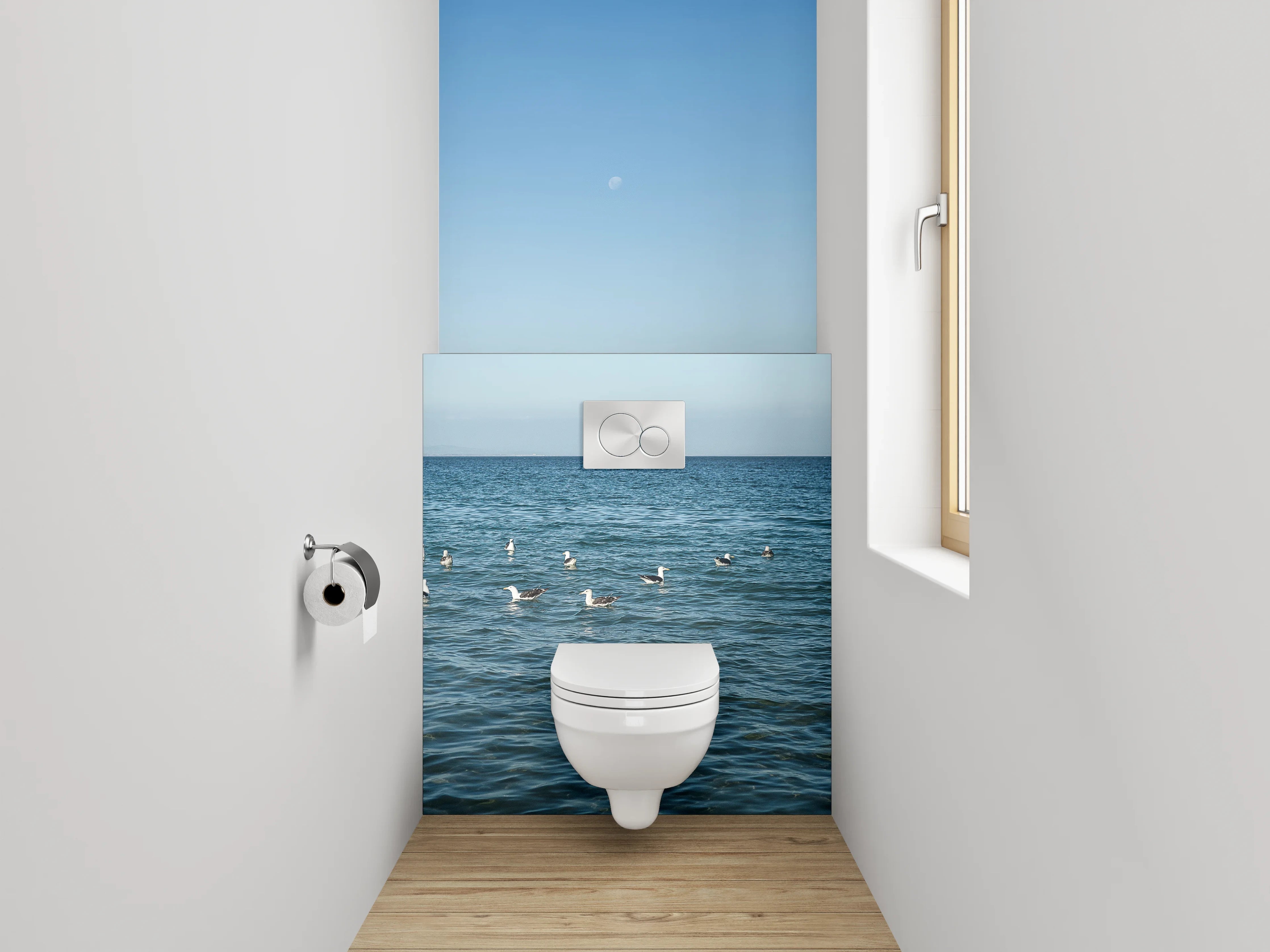 WC-Rückwand - Möwen auf dem Meer – maritime Ruhe