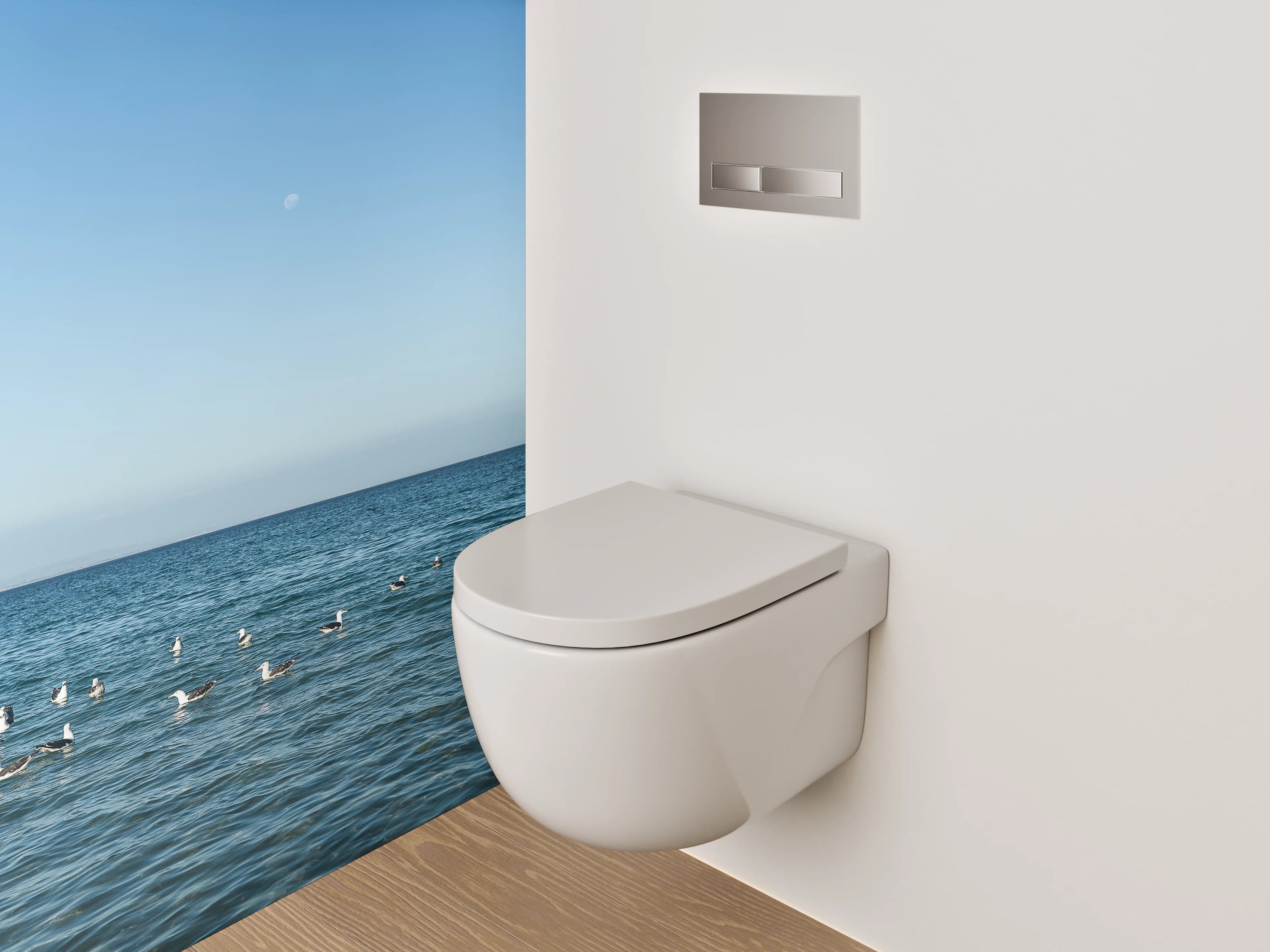 WC-Rückwand - Möwen auf dem Meer – maritime Ruhe