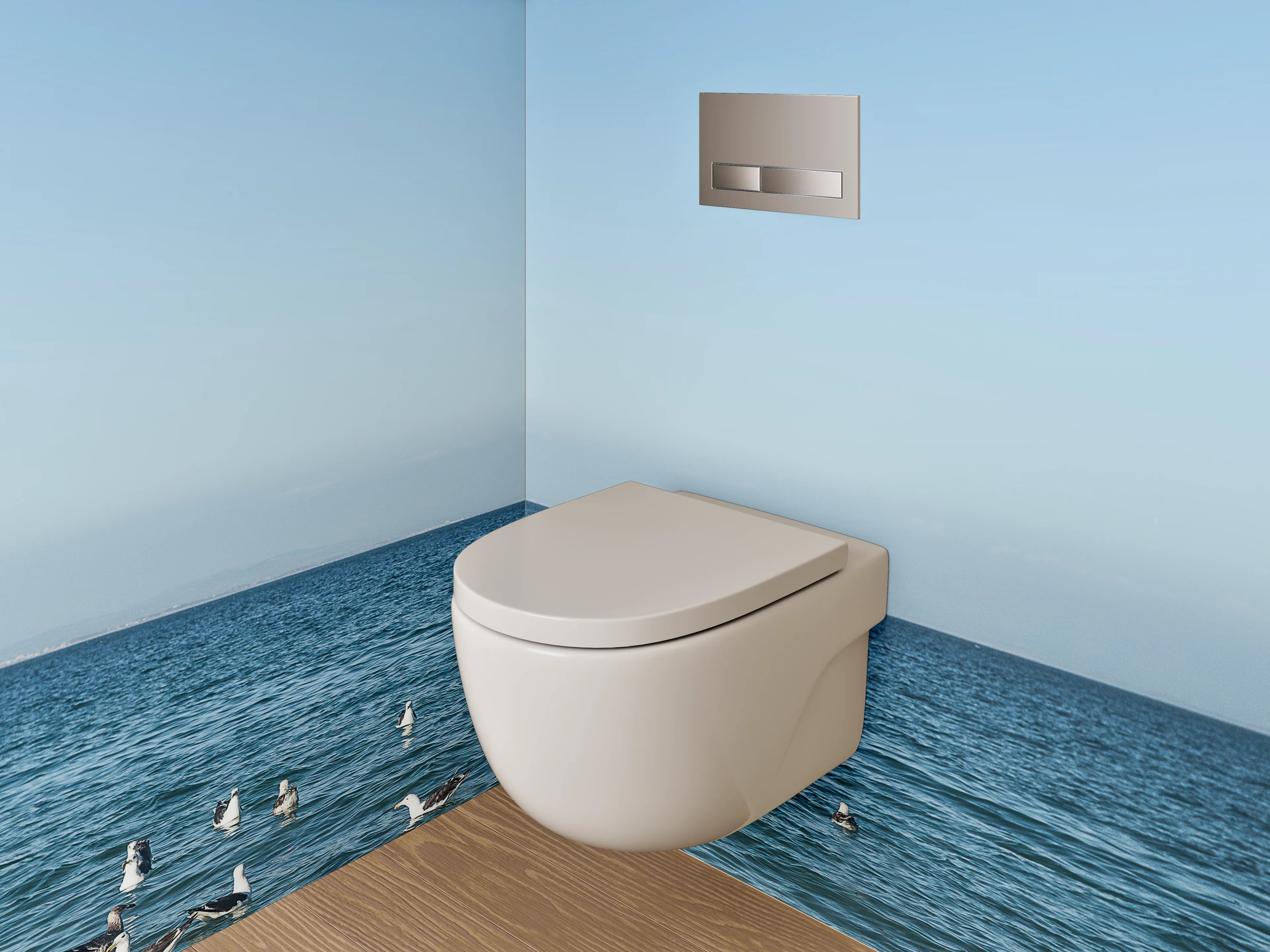 WC-Rückwand - Möwen auf dem Meer – maritime Ruhe