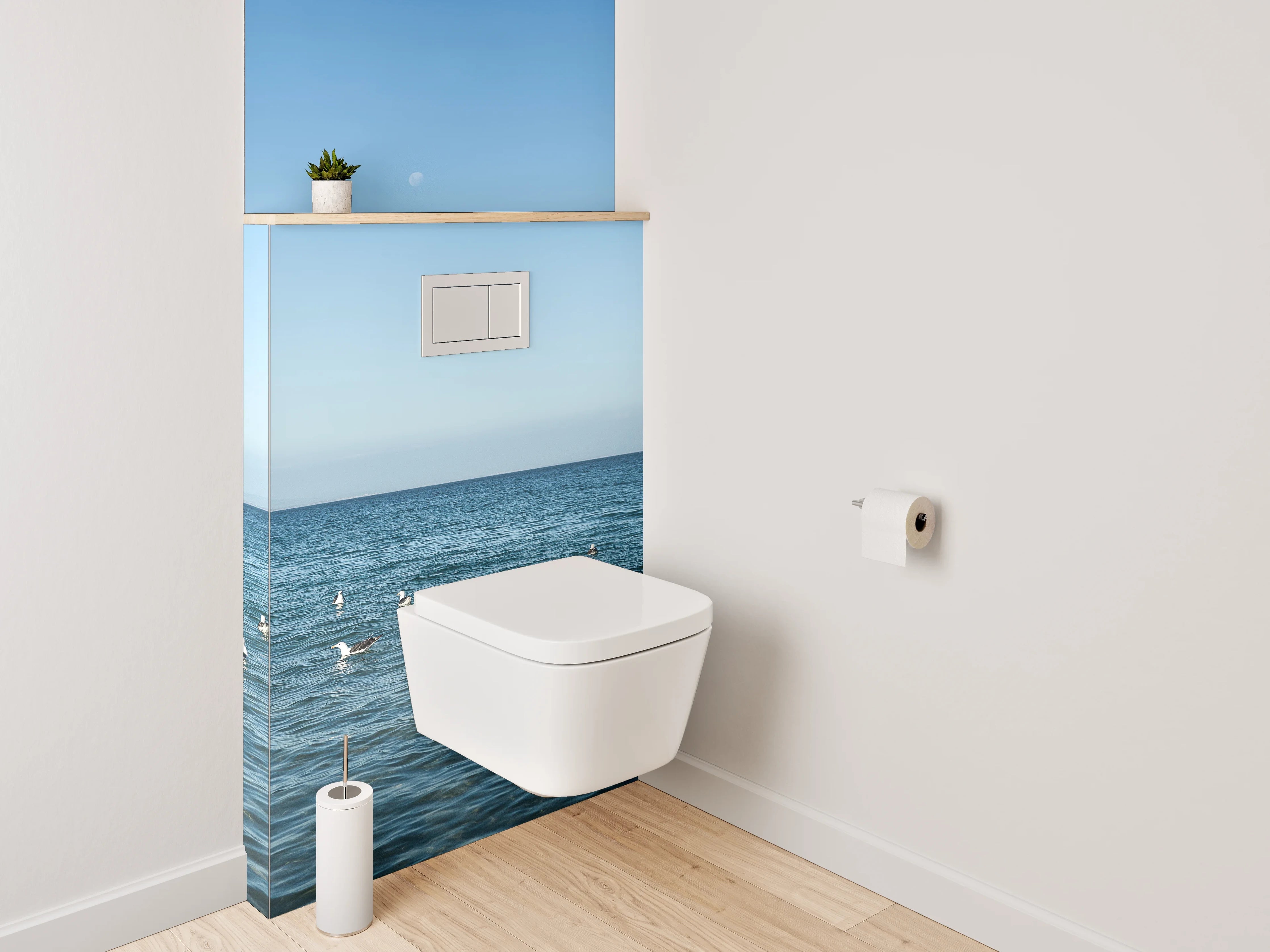WC-Rückwand - Möwen auf dem Meer – maritime Ruhe