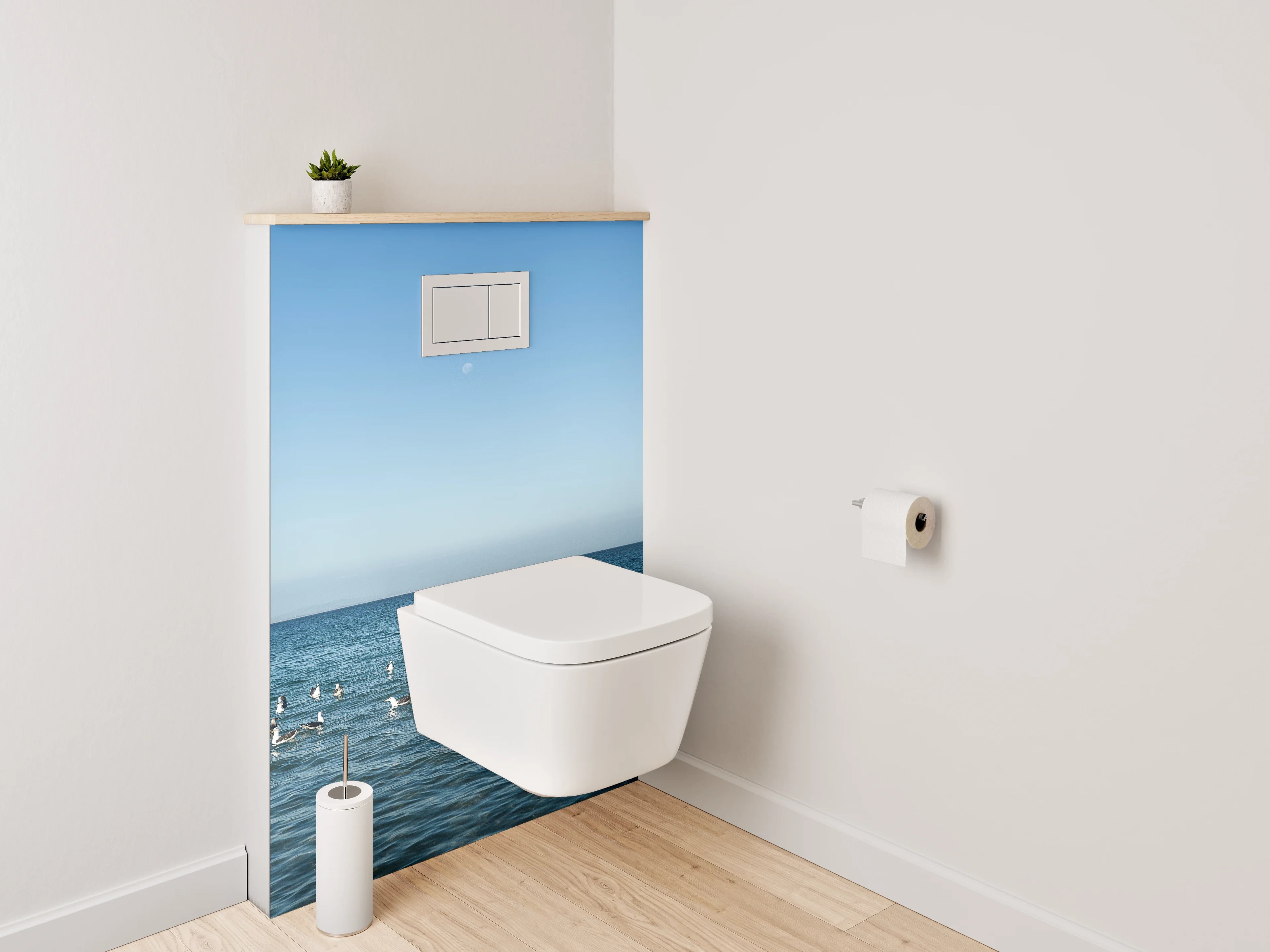 WC-Rückwand - Möwen auf dem Meer – maritime Ruhe