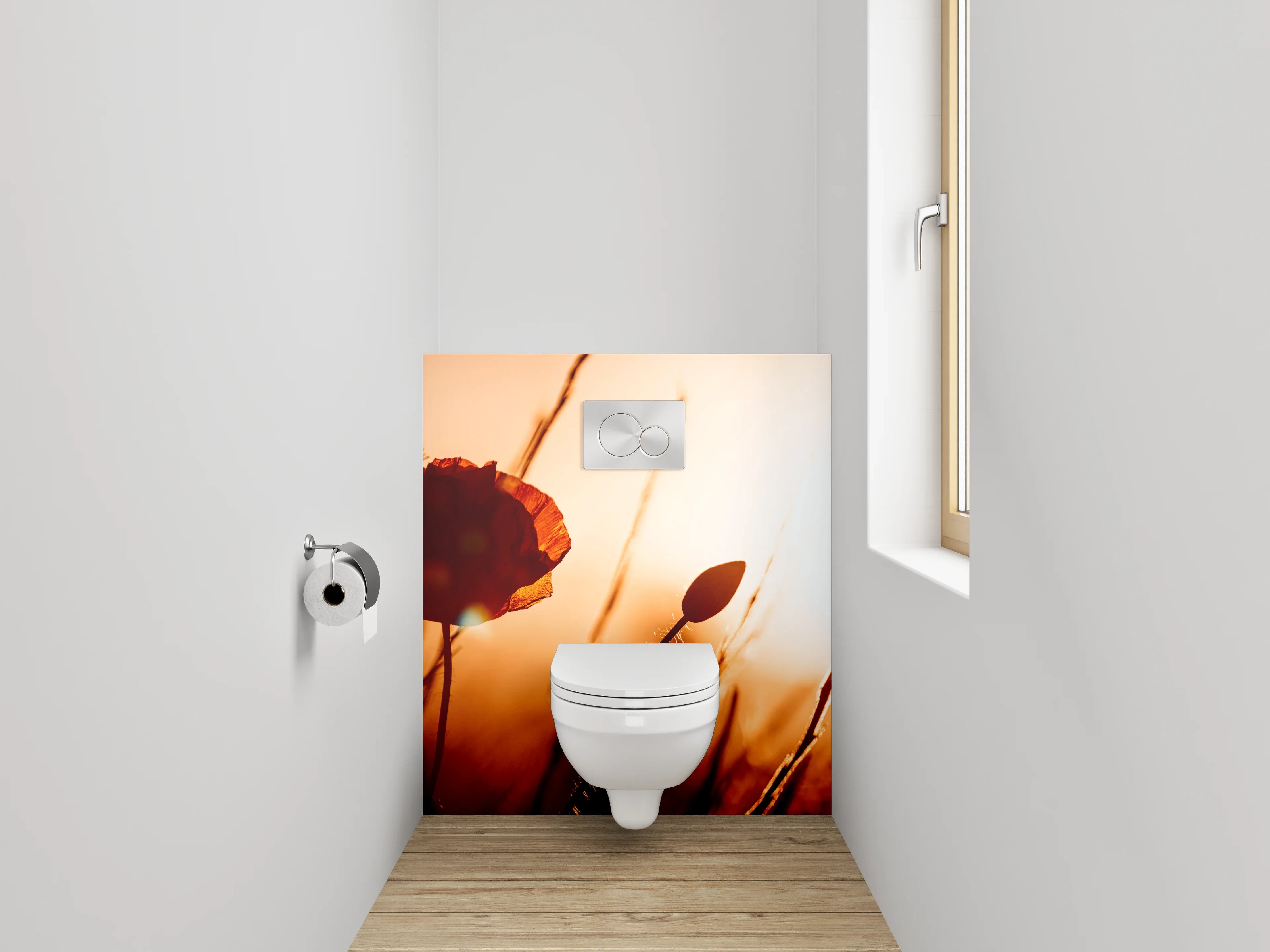 WC-Rückwand - Mohnblume im Sonnenuntergang