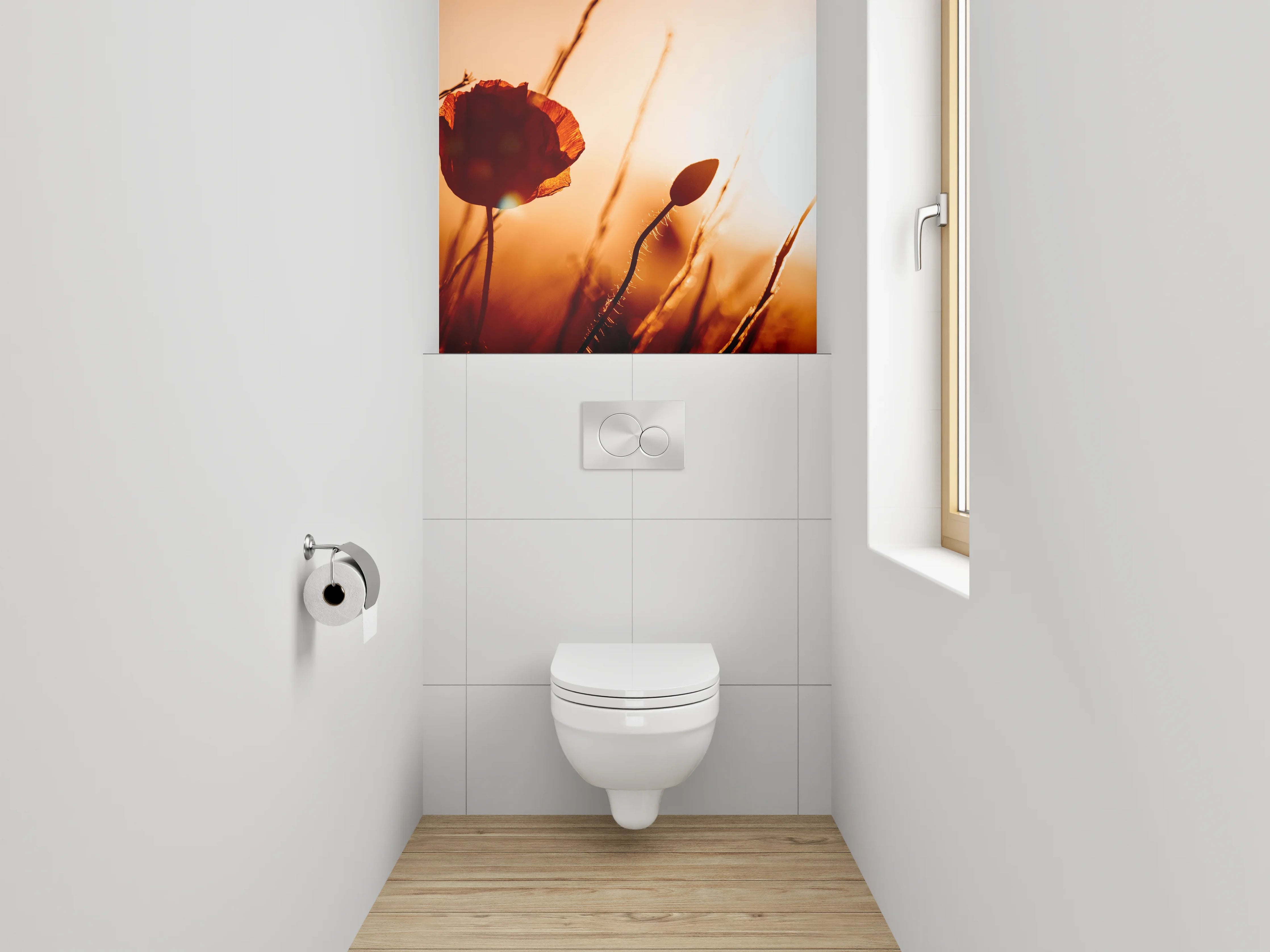 WC-Rückwand - Mohnblume im Sonnenuntergang