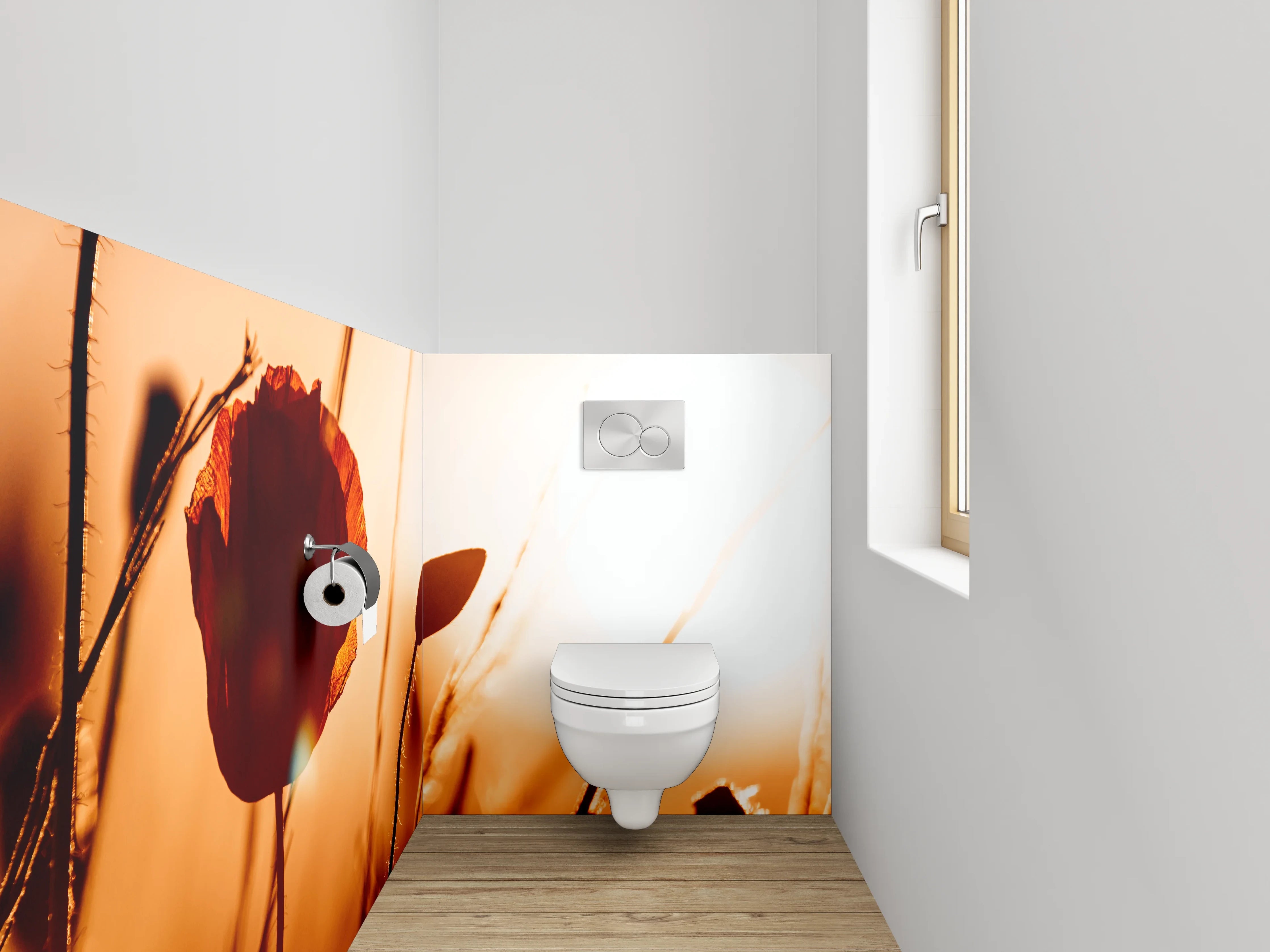 WC-Rückwand - Mohnblume im Sonnenuntergang