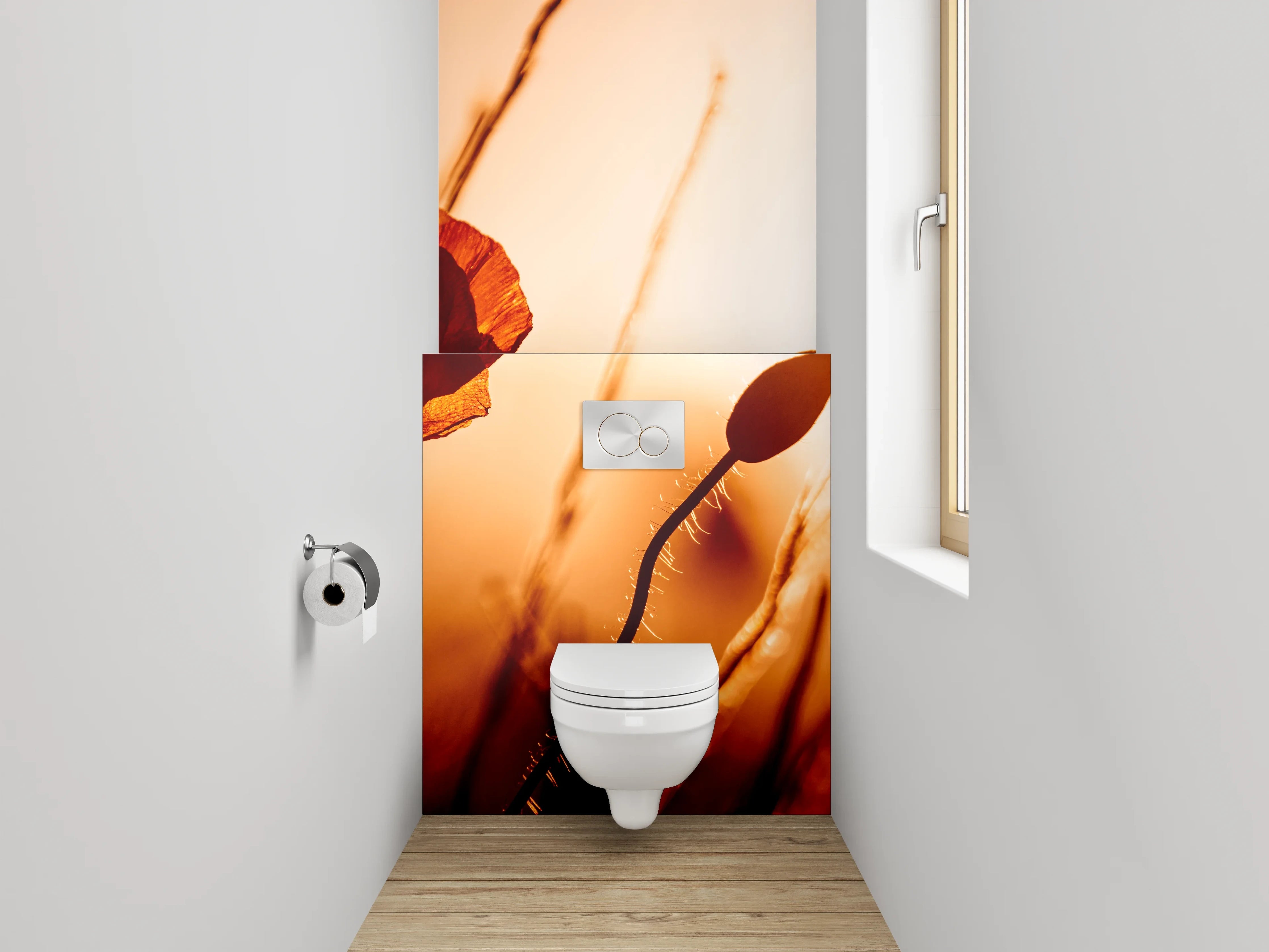 WC-Rückwand - Mohnblume im Sonnenuntergang