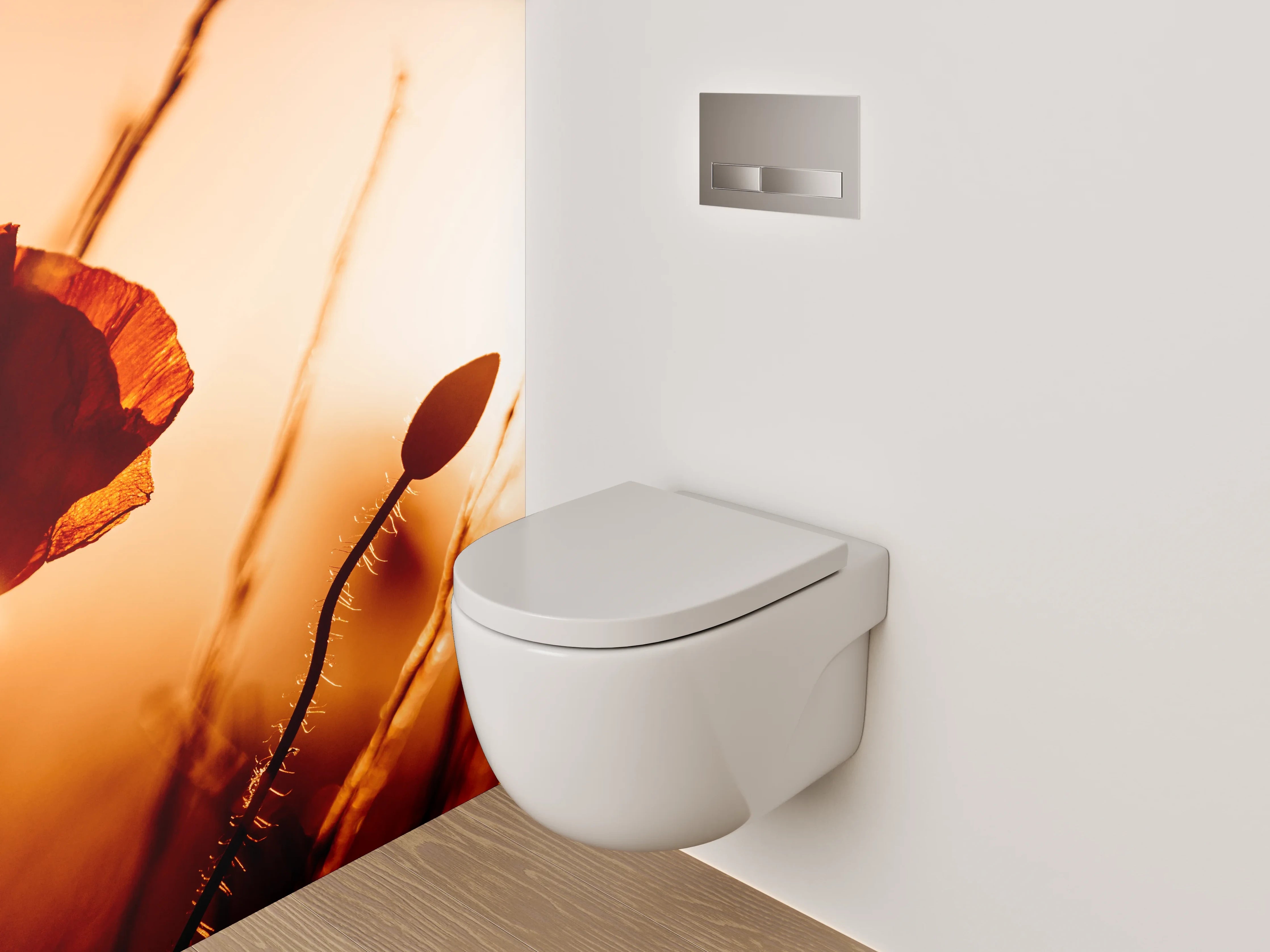 WC-Rückwand - Mohnblume im Sonnenuntergang