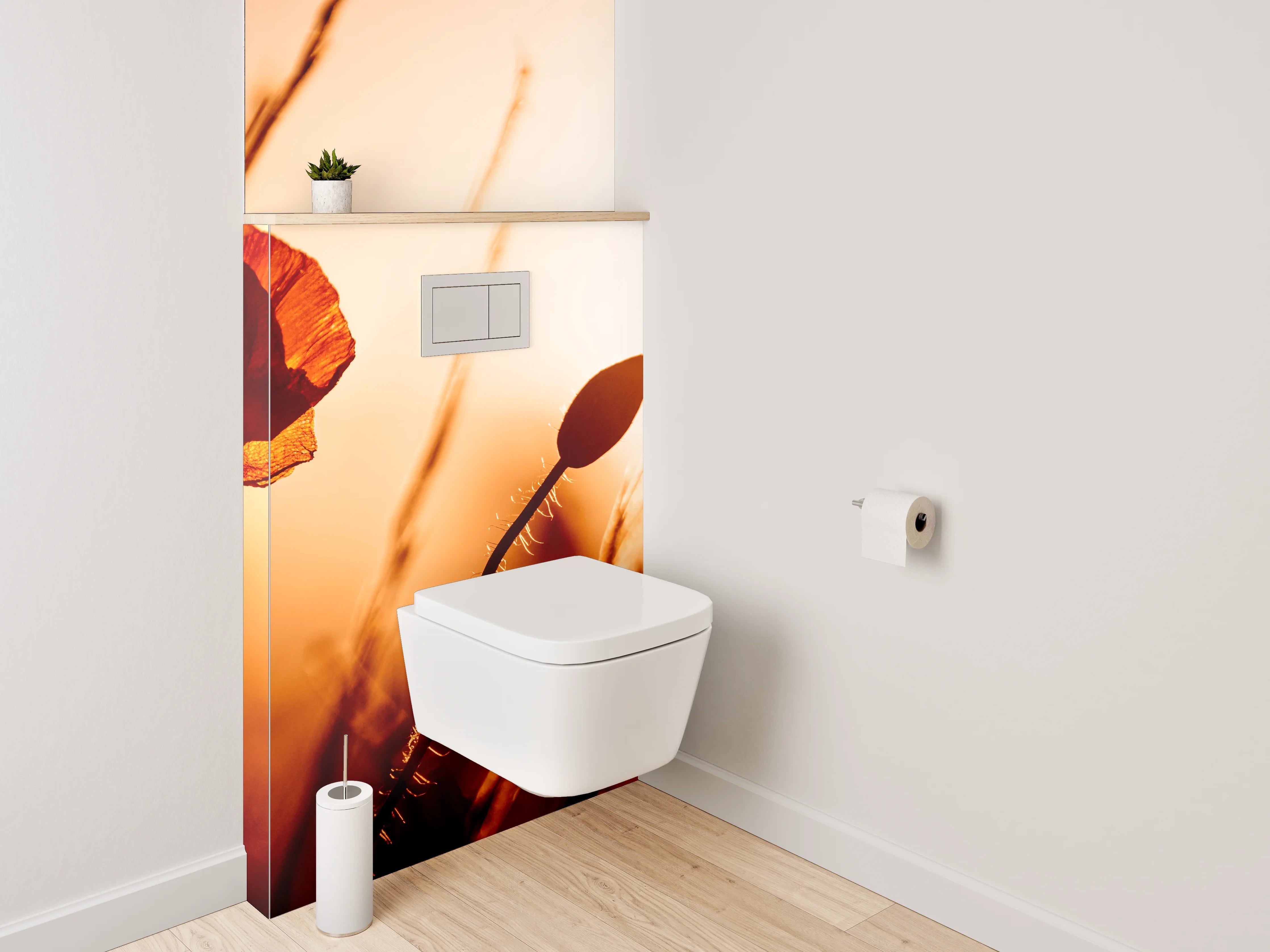 WC-Rückwand - Mohnblume im Sonnenuntergang