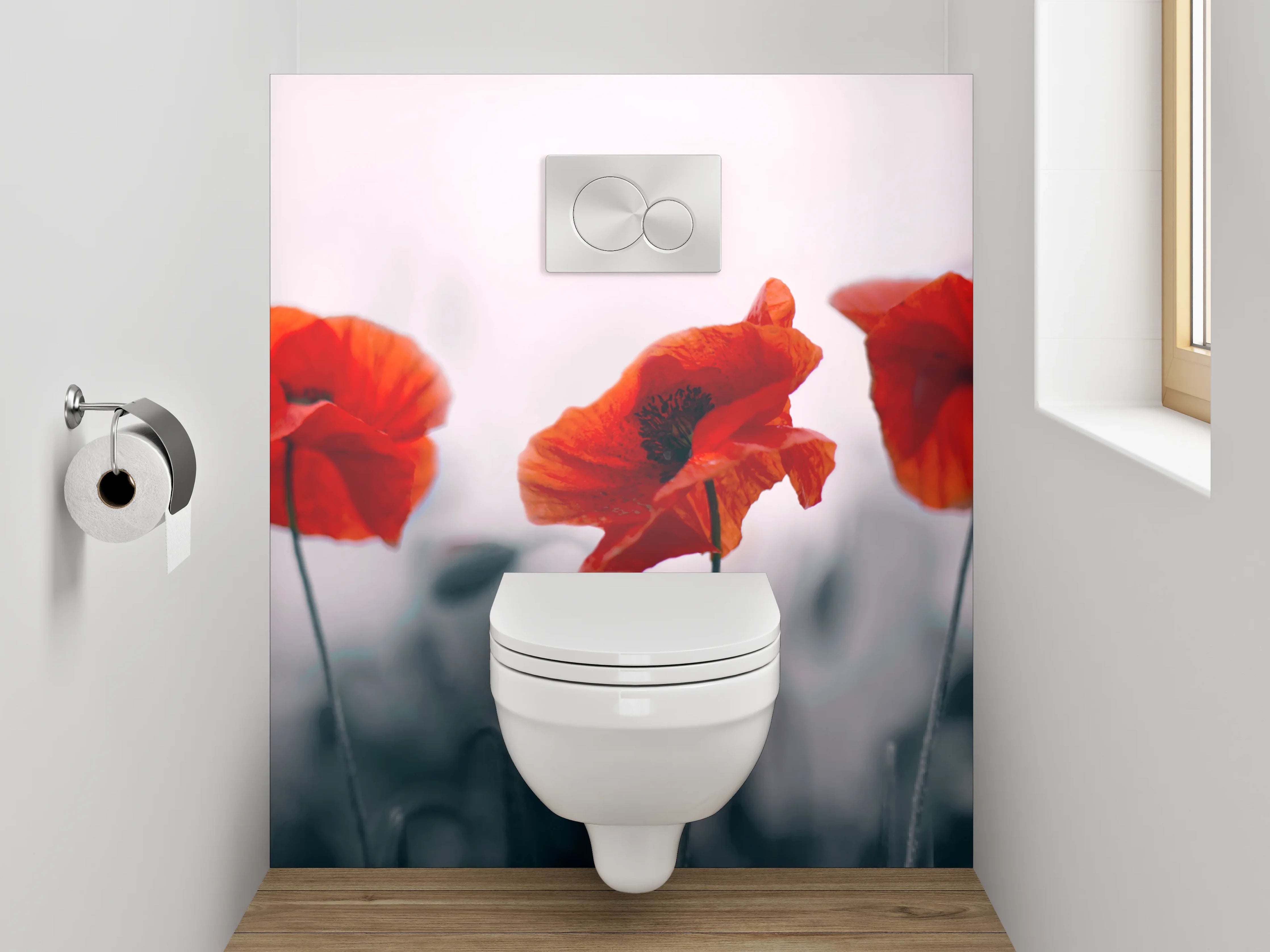 WC-Rückwand - Mohnblumen Panorama Naturfoto