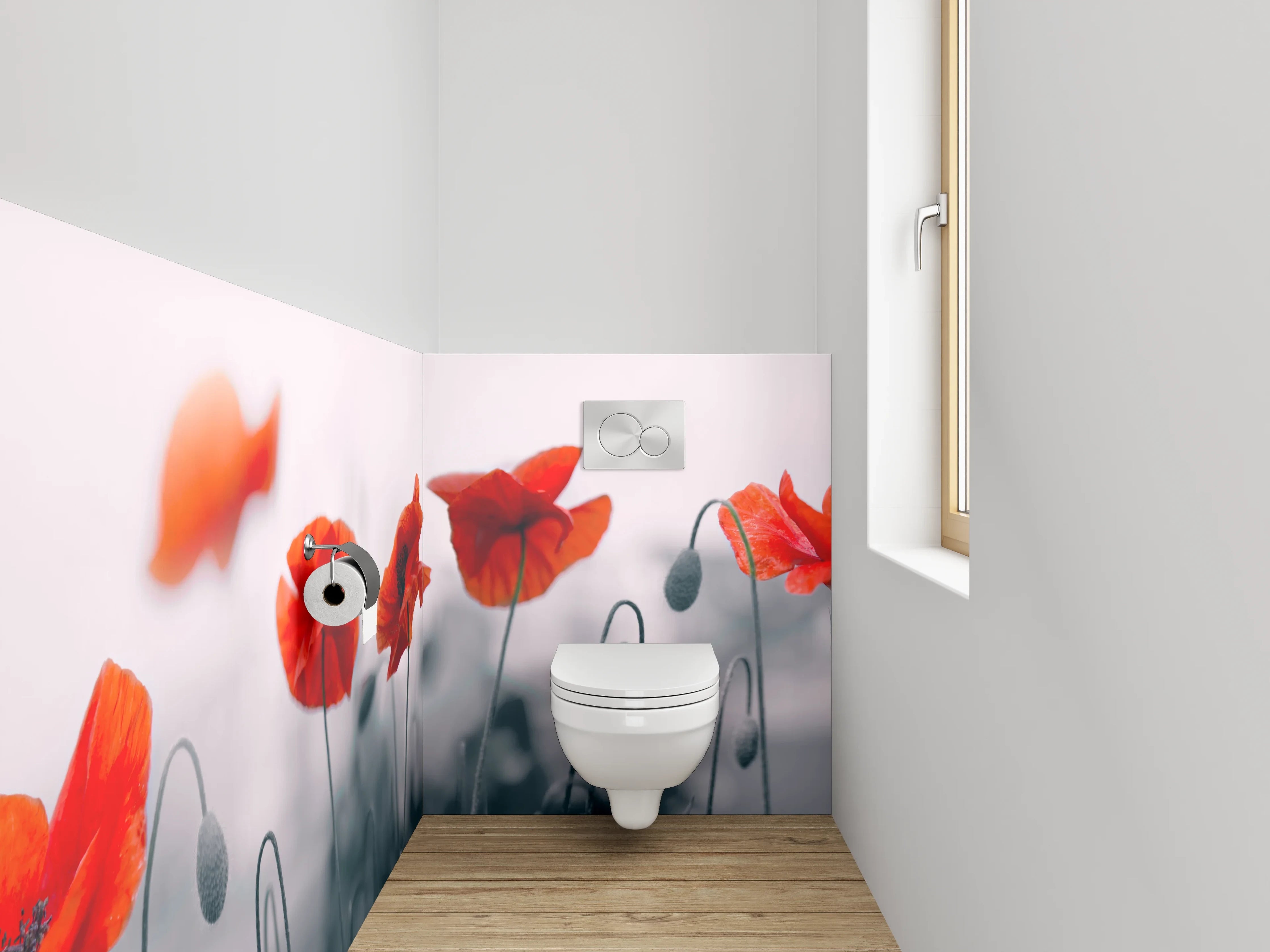 WC-Rückwand - Mohnblumen Panorama Naturfoto