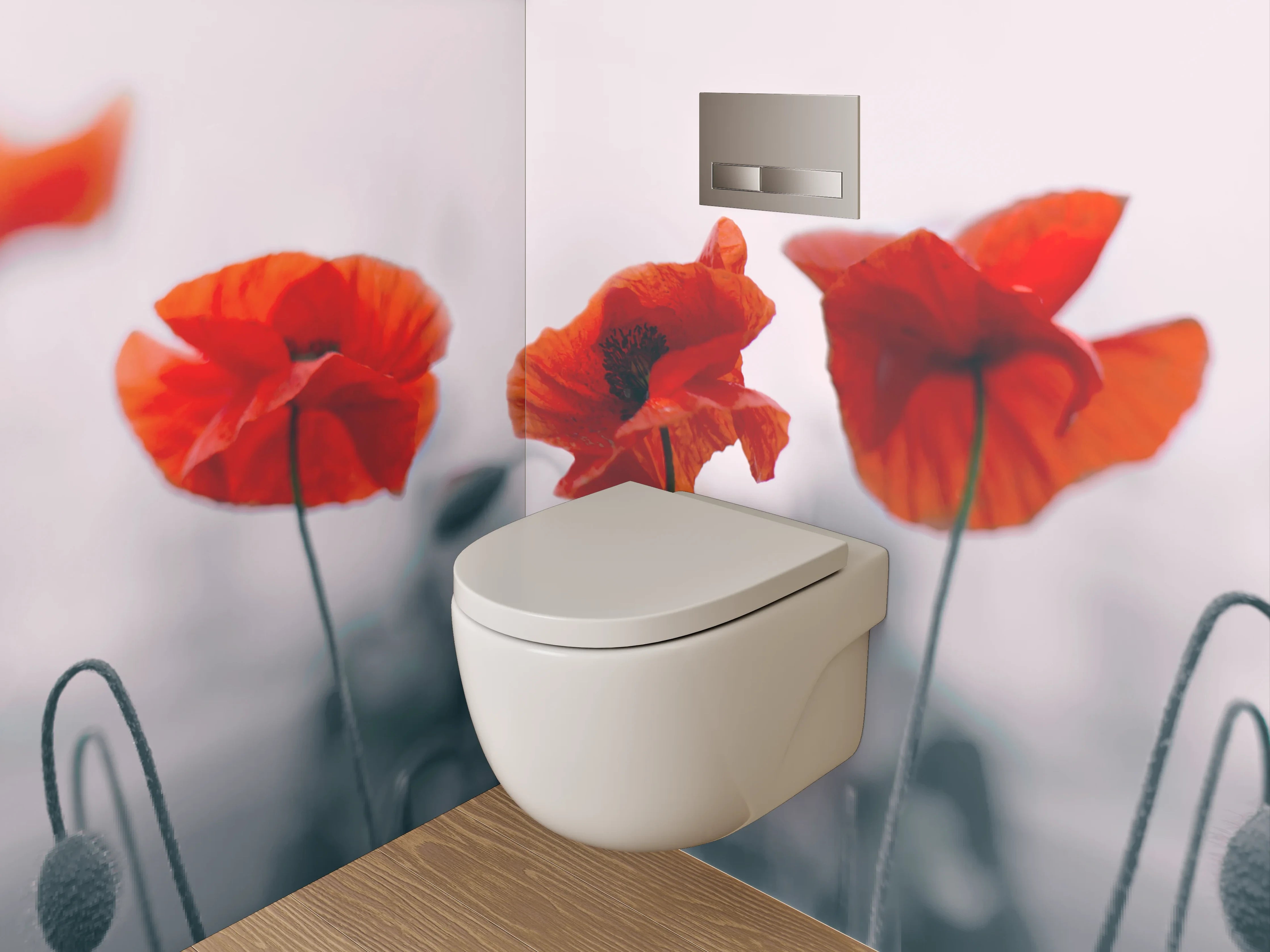WC-Rückwand - Mohnblumen Panorama Naturfoto