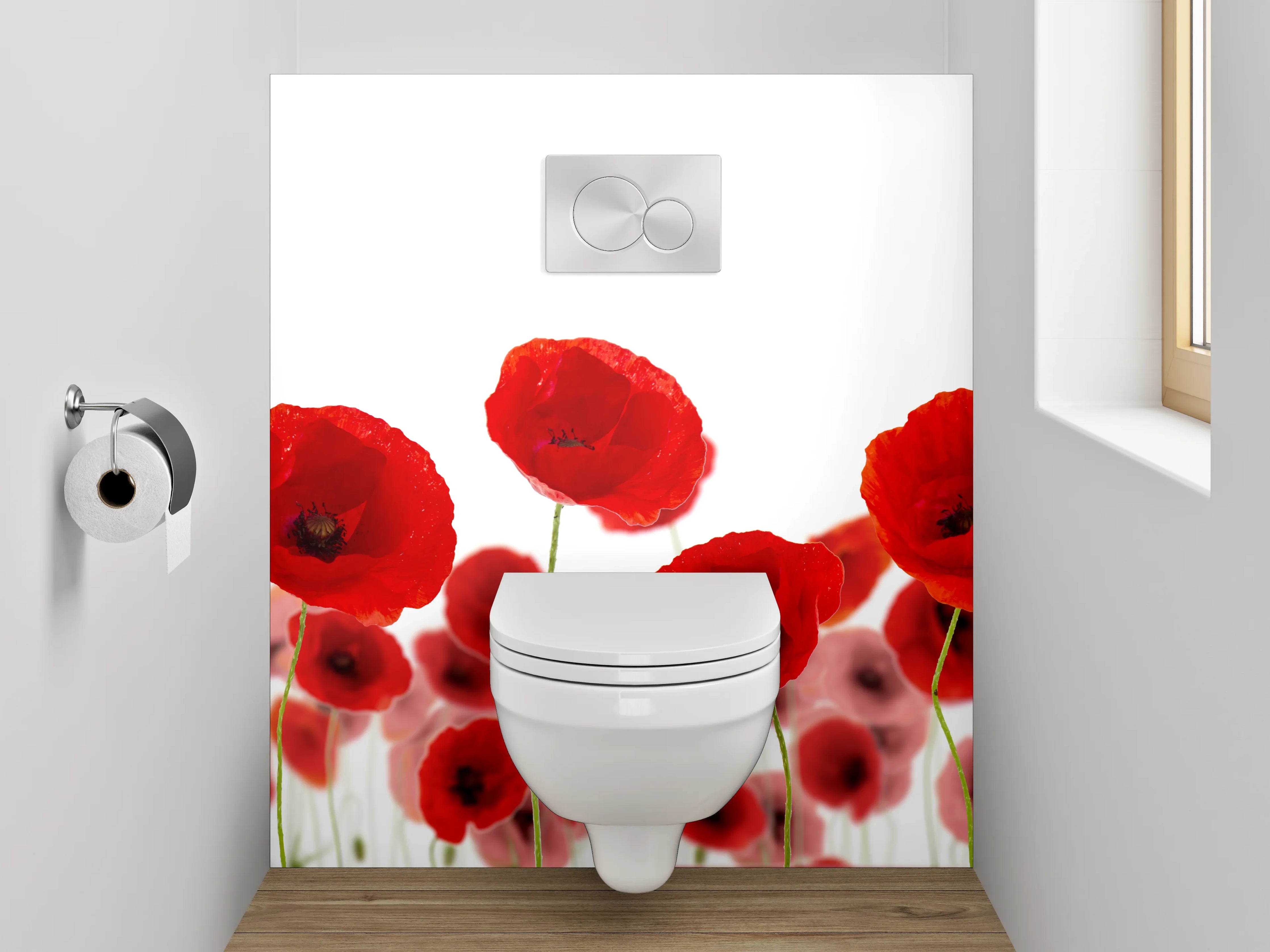WC-Rückwand - Mohnblumen Wiese Wandbild