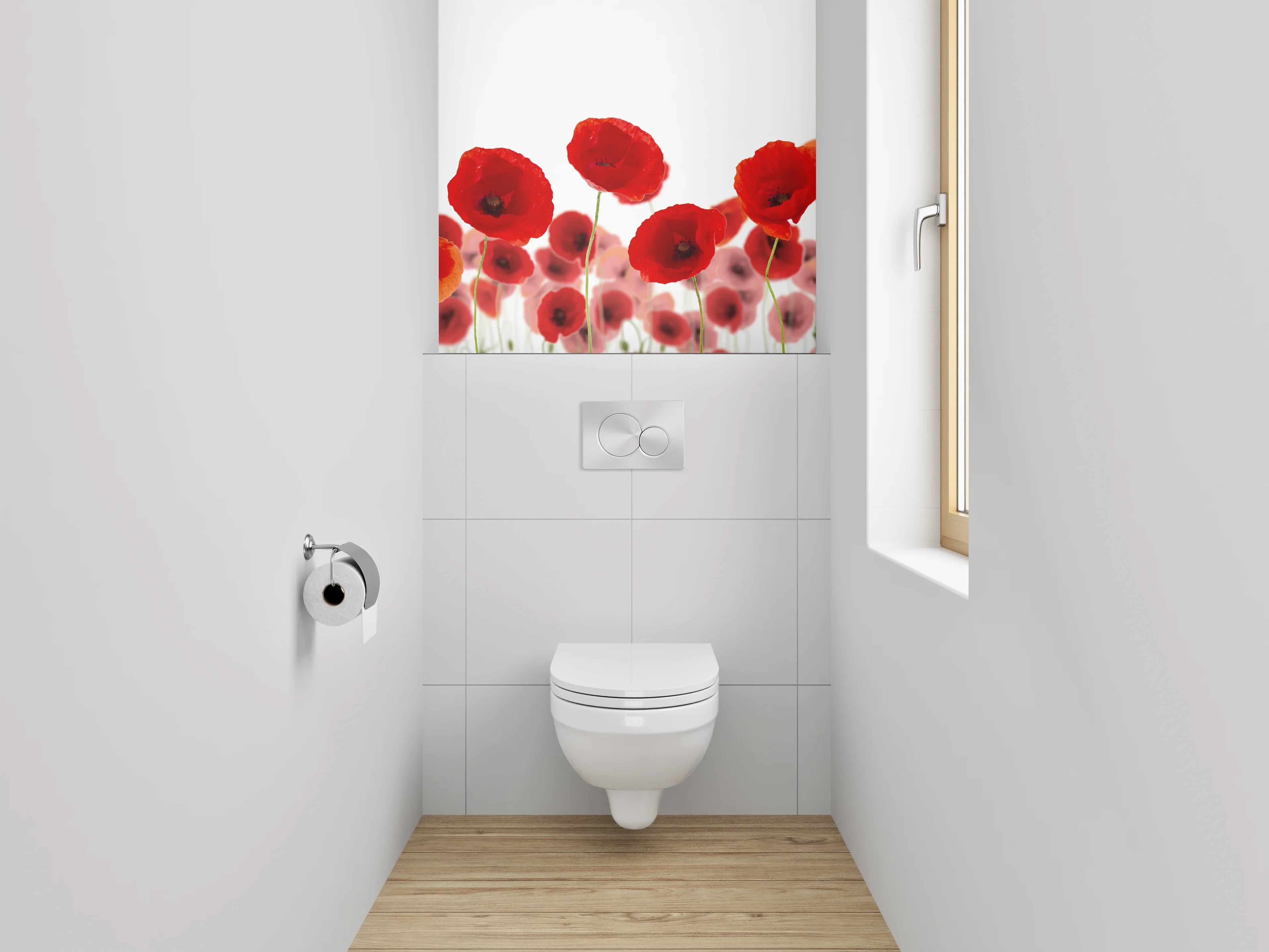 WC-Rückwand - Mohnblumen Wiese Wandbild