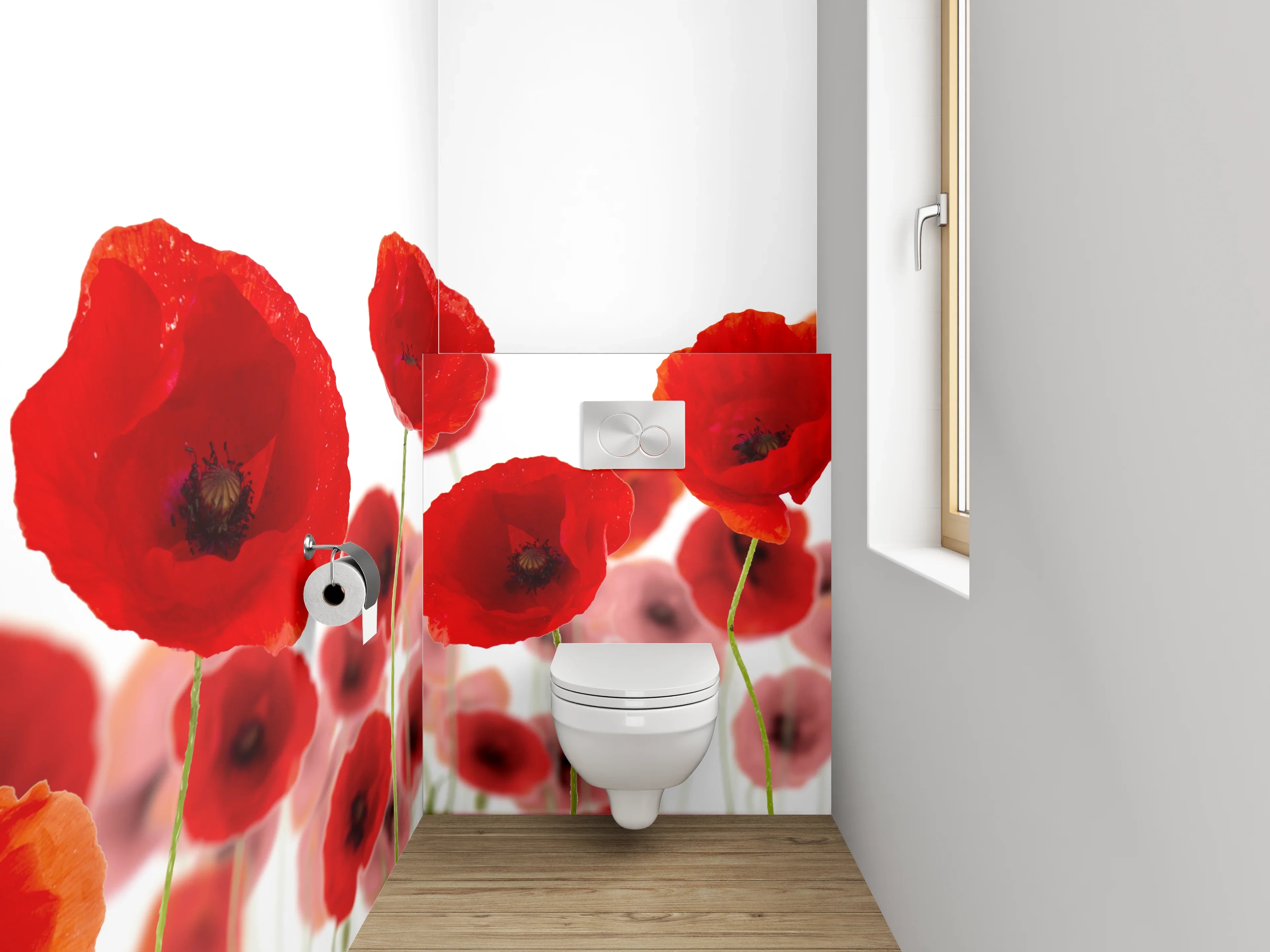 WC-Rückwand - Mohnblumen Wiese Wandbild