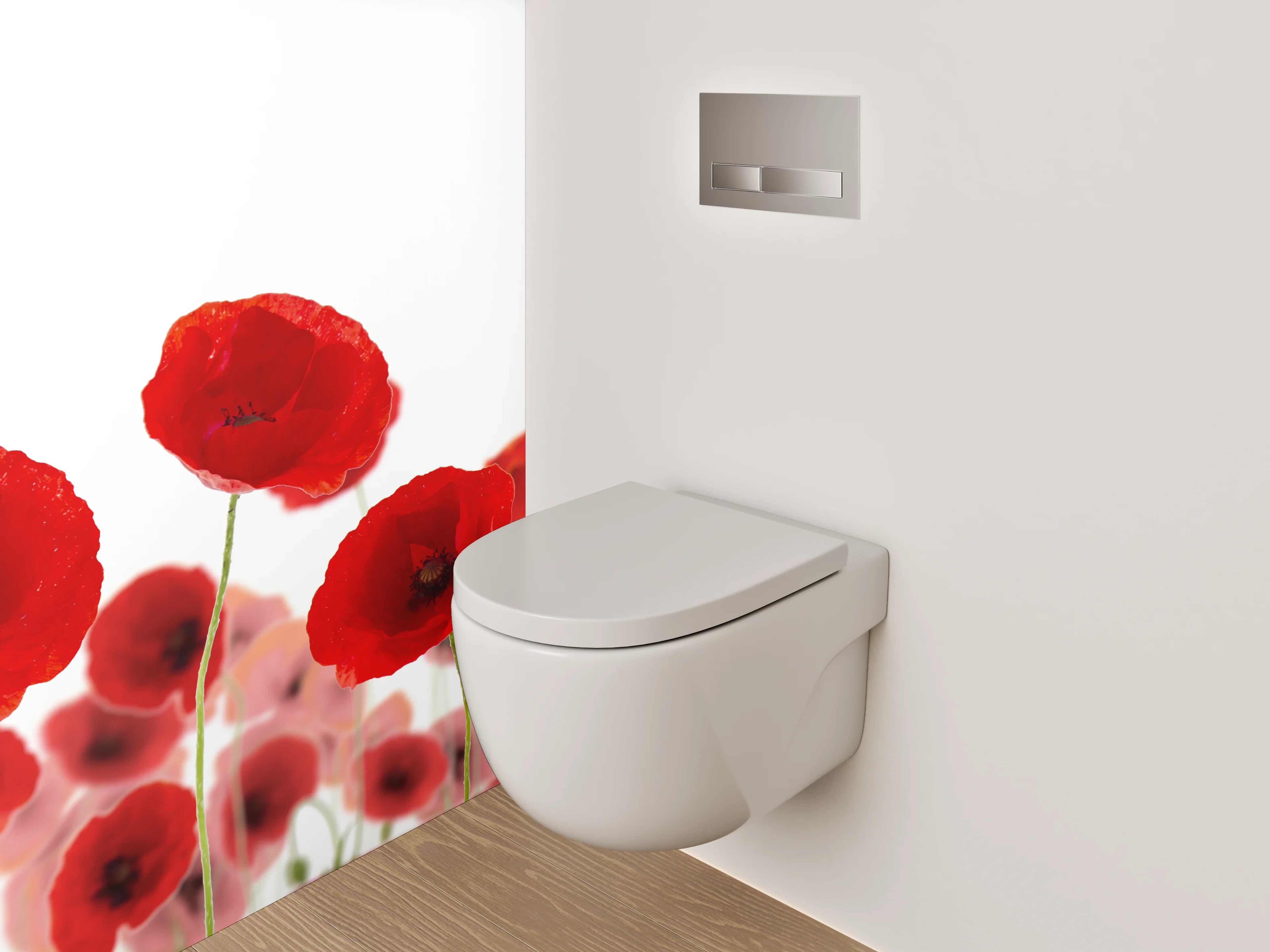 WC-Rückwand - Mohnblumen Wiese Wandbild