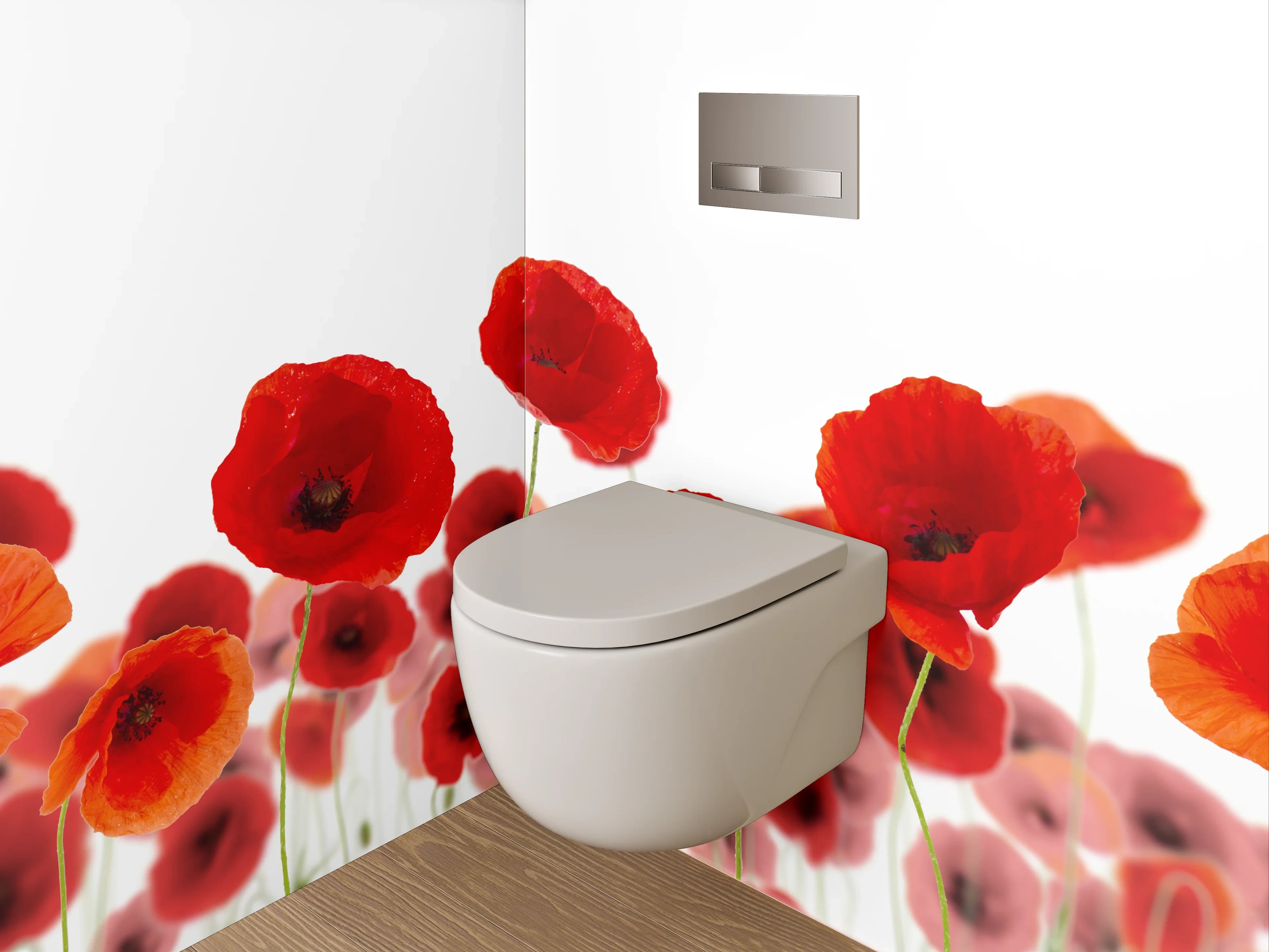 WC-Rückwand - Mohnblumen Wiese Wandbild