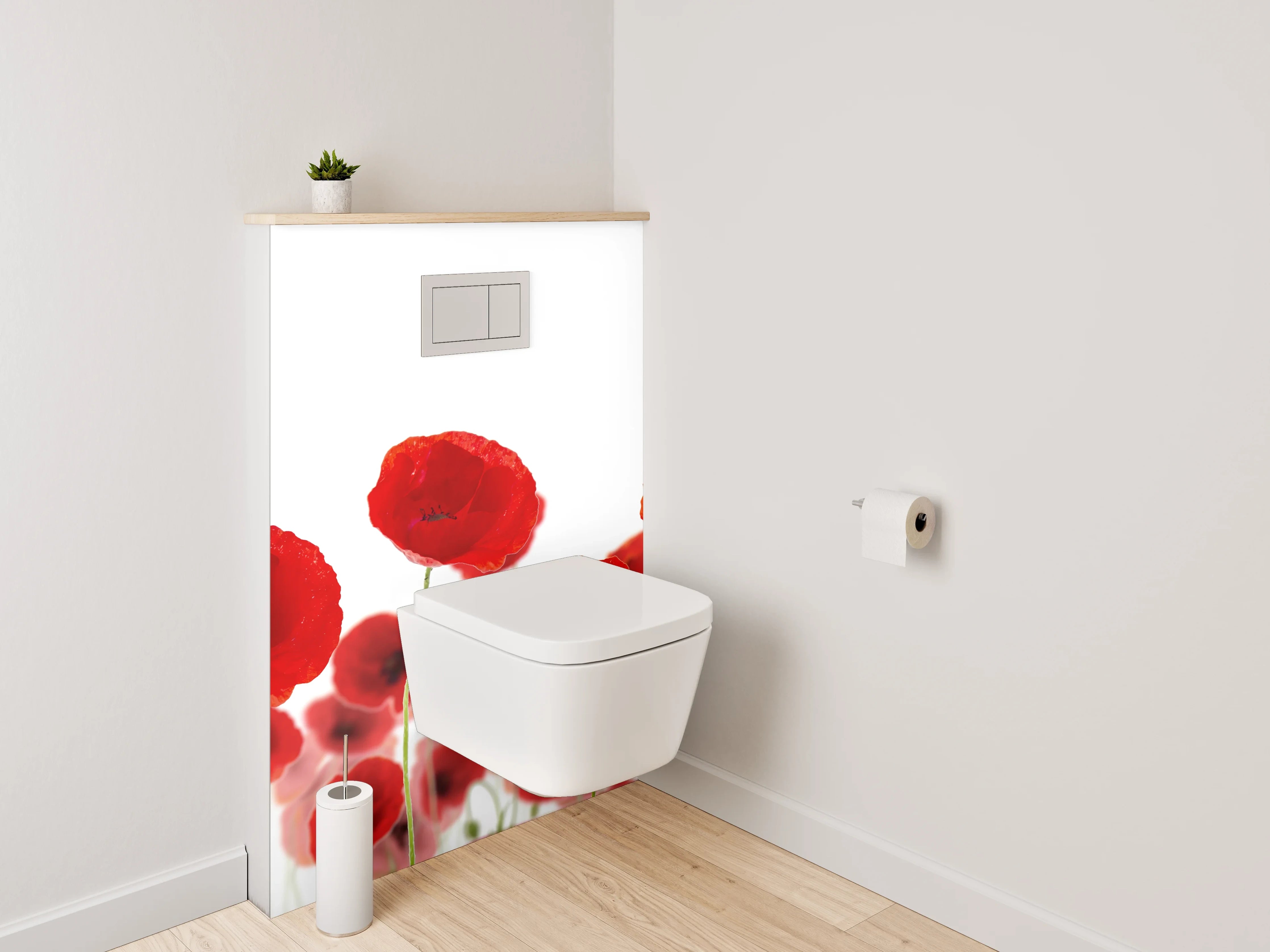 WC-Rückwand - Mohnblumen Wiese Wandbild