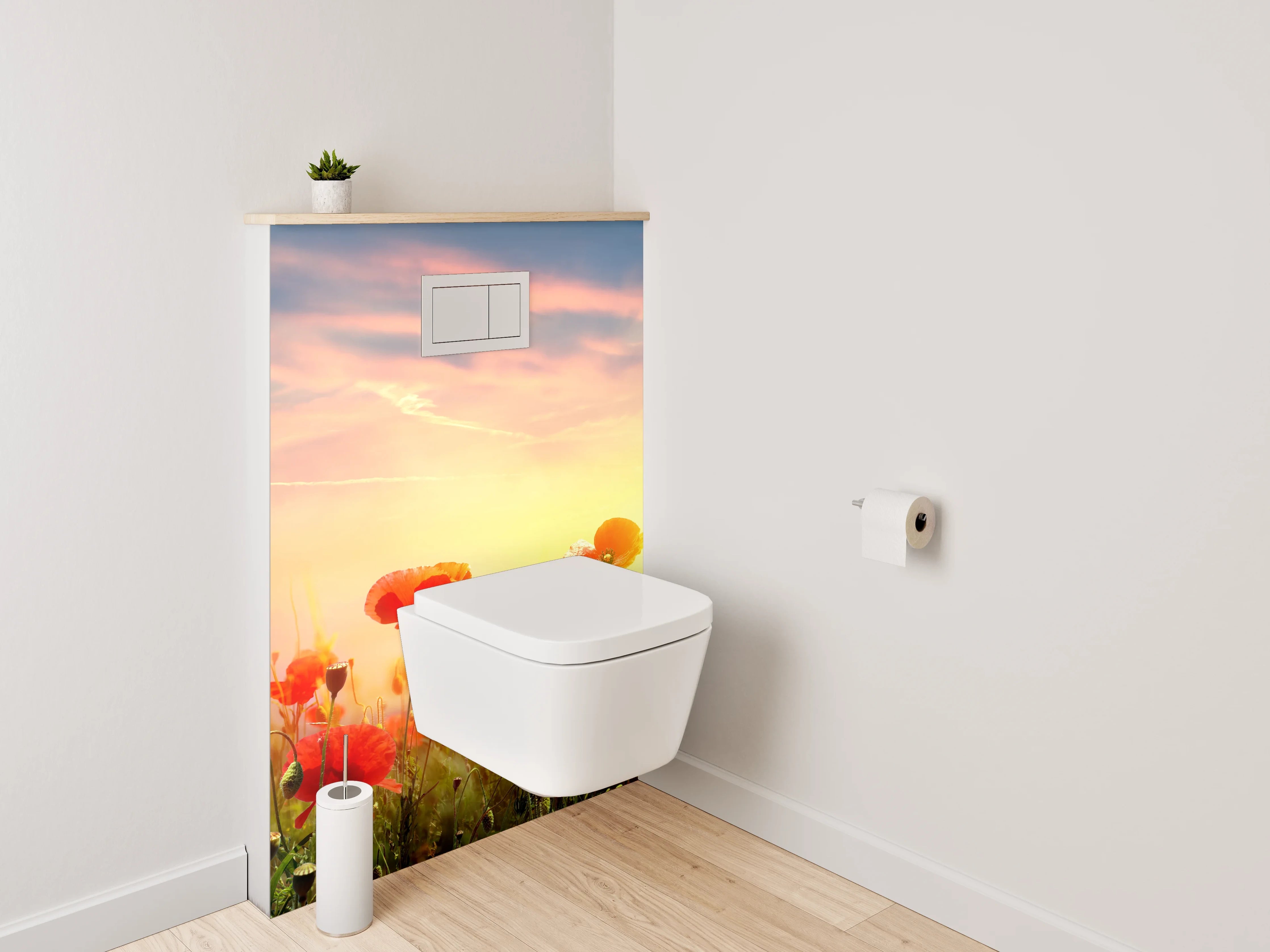 WC-Rückwand - Mohnblumen im Sonnenaufgang Naturfoto
