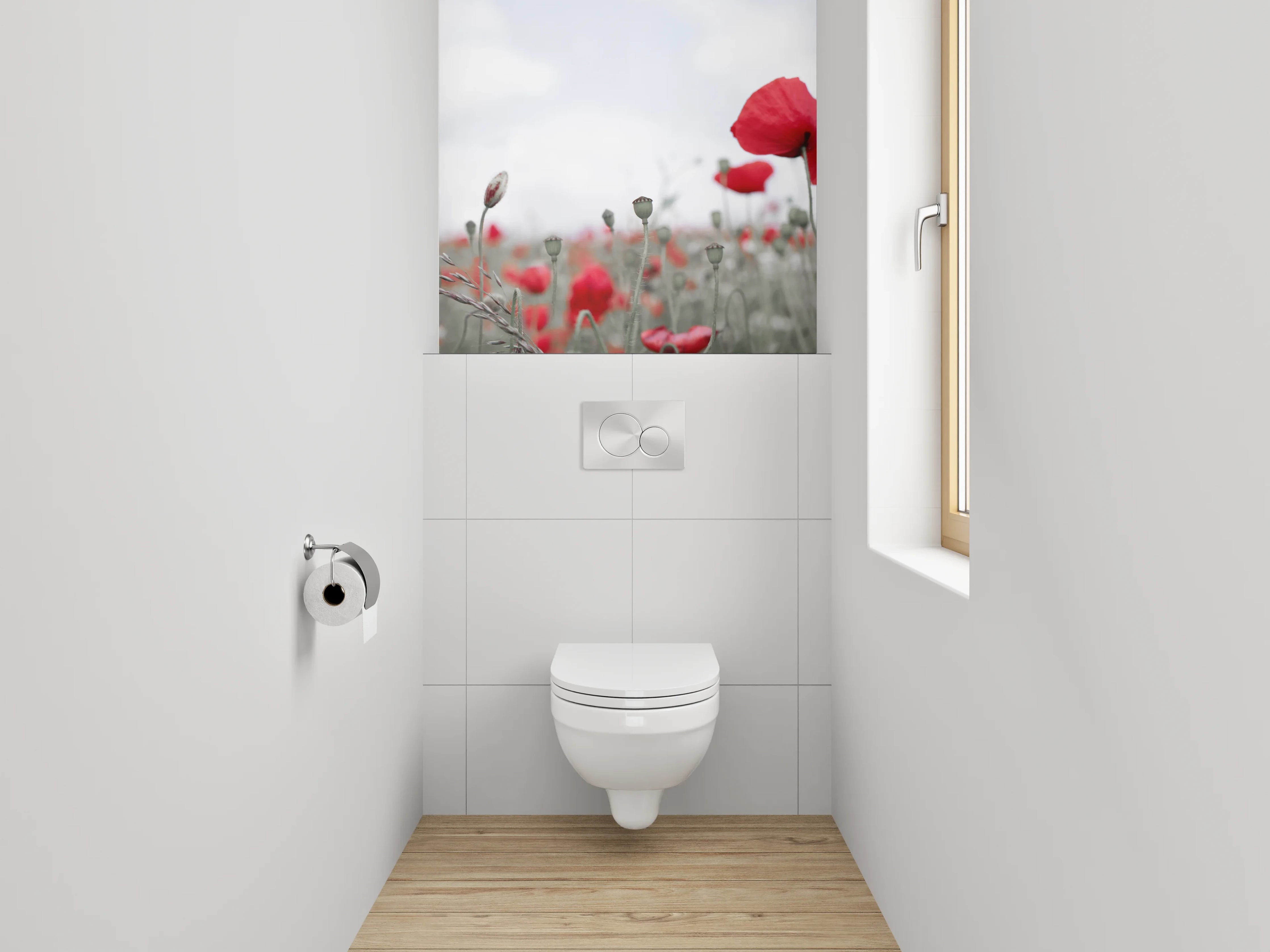 WC-Rückwand - Mohnblumenfeld – Natur pur Rot Weiß
