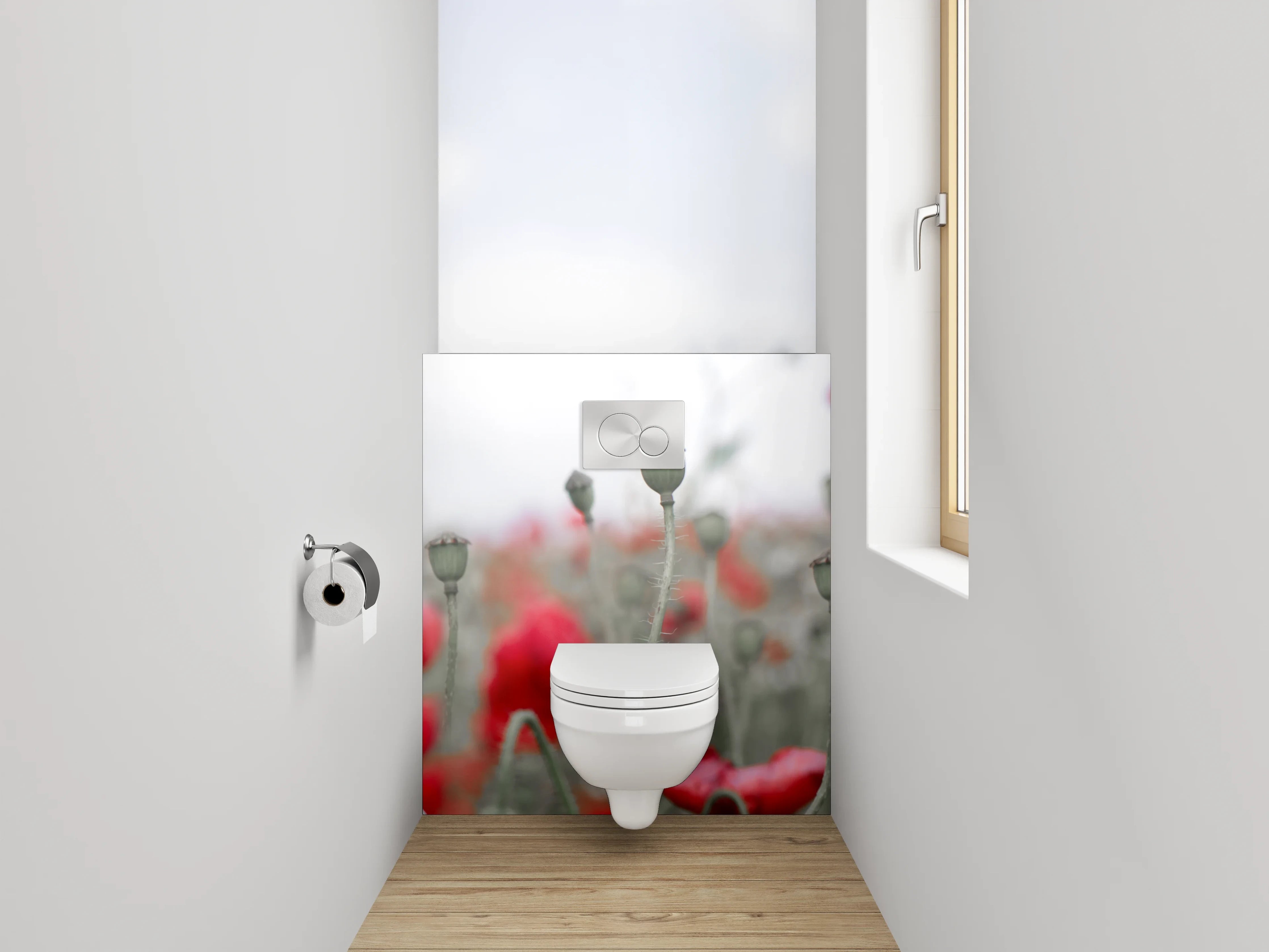 WC-Rückwand - Mohnblumenfeld – Natur pur Rot Weiß