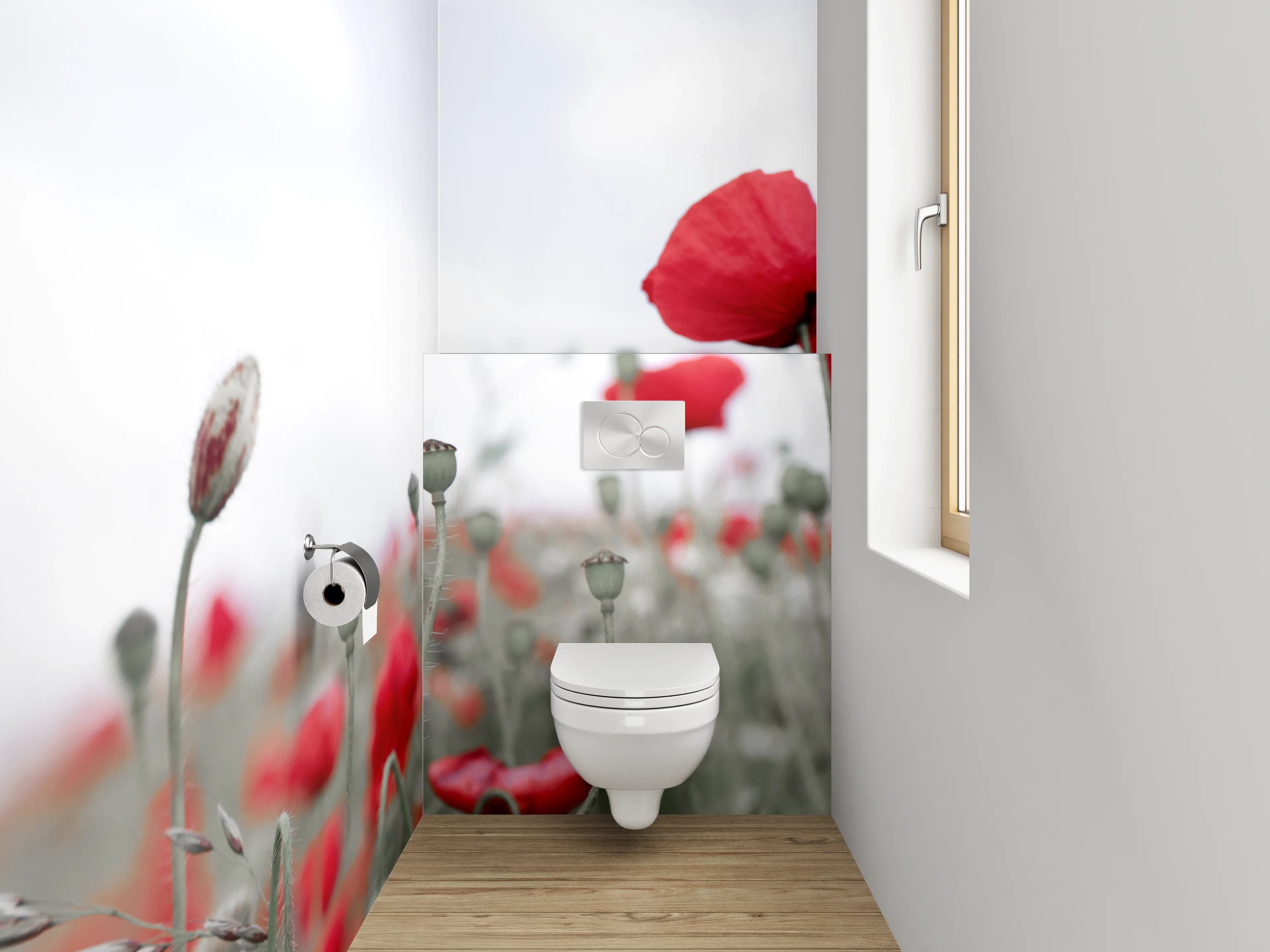 WC-Rückwand - Mohnblumenfeld – Natur pur Rot Weiß