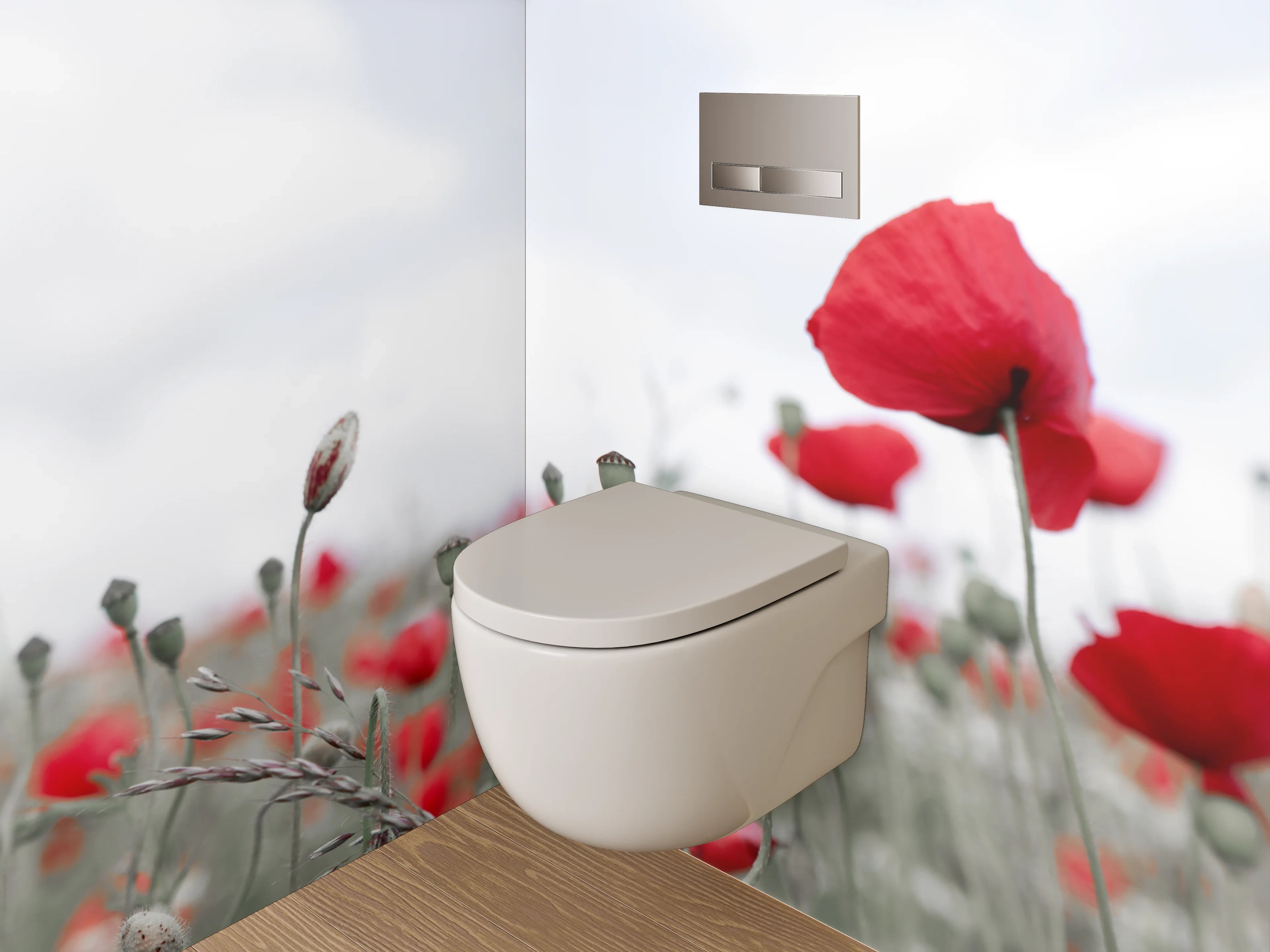 WC-Rückwand - Mohnblumenfeld – Natur pur Rot Weiß