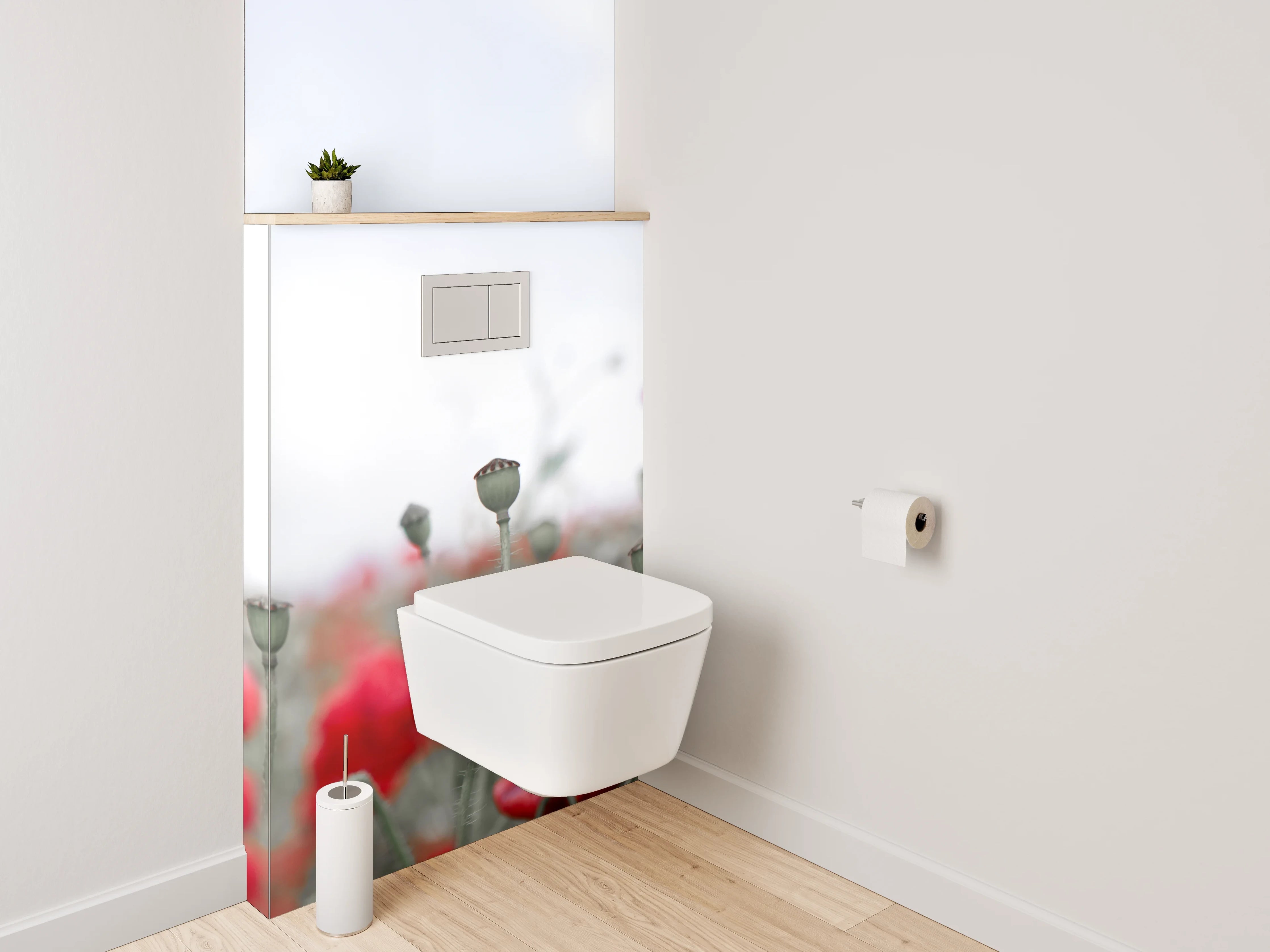 WC-Rückwand - Mohnblumenfeld – Natur pur Rot Weiß