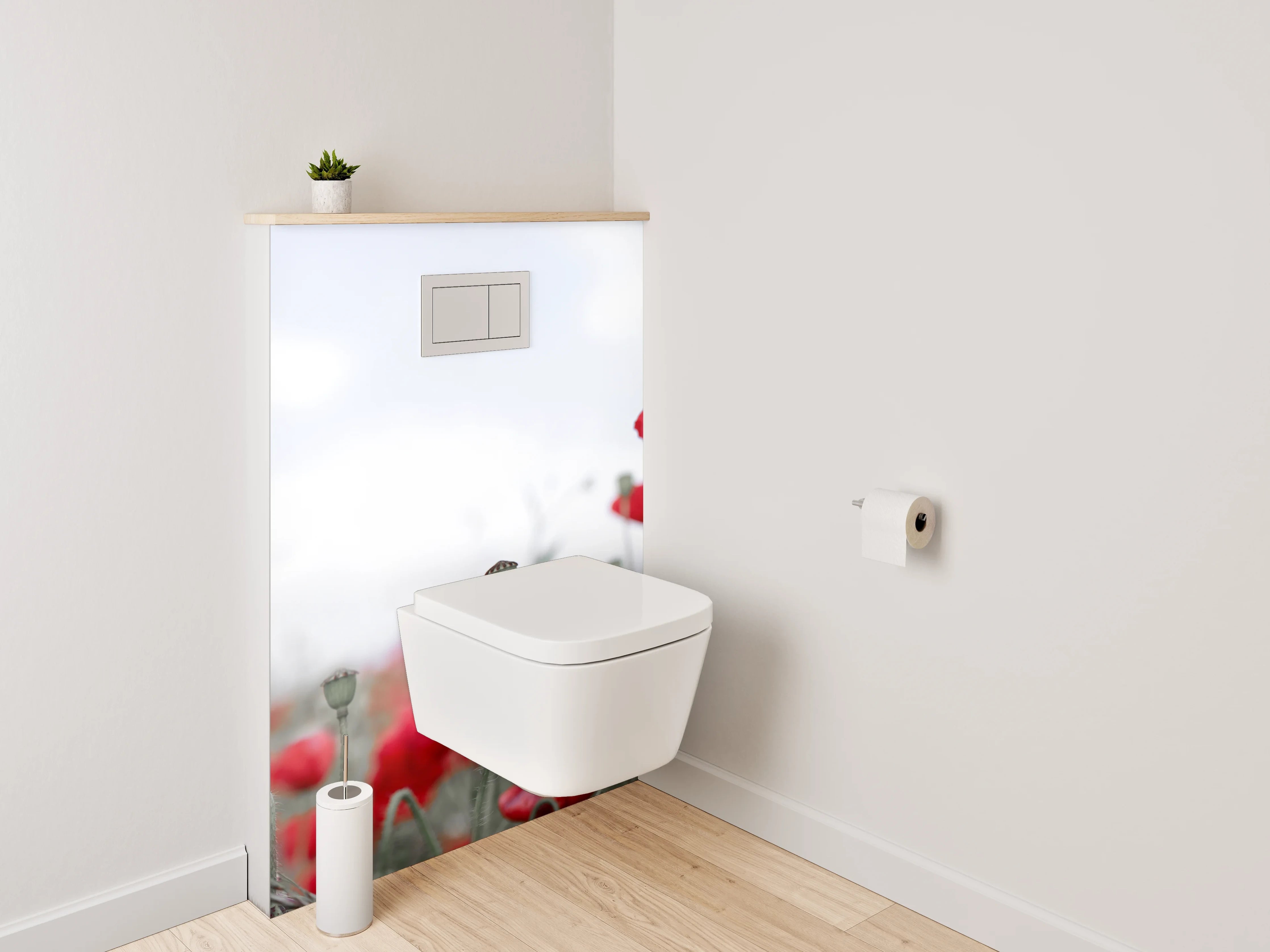 WC-Rückwand - Mohnblumenfeld – Natur pur Rot Weiß