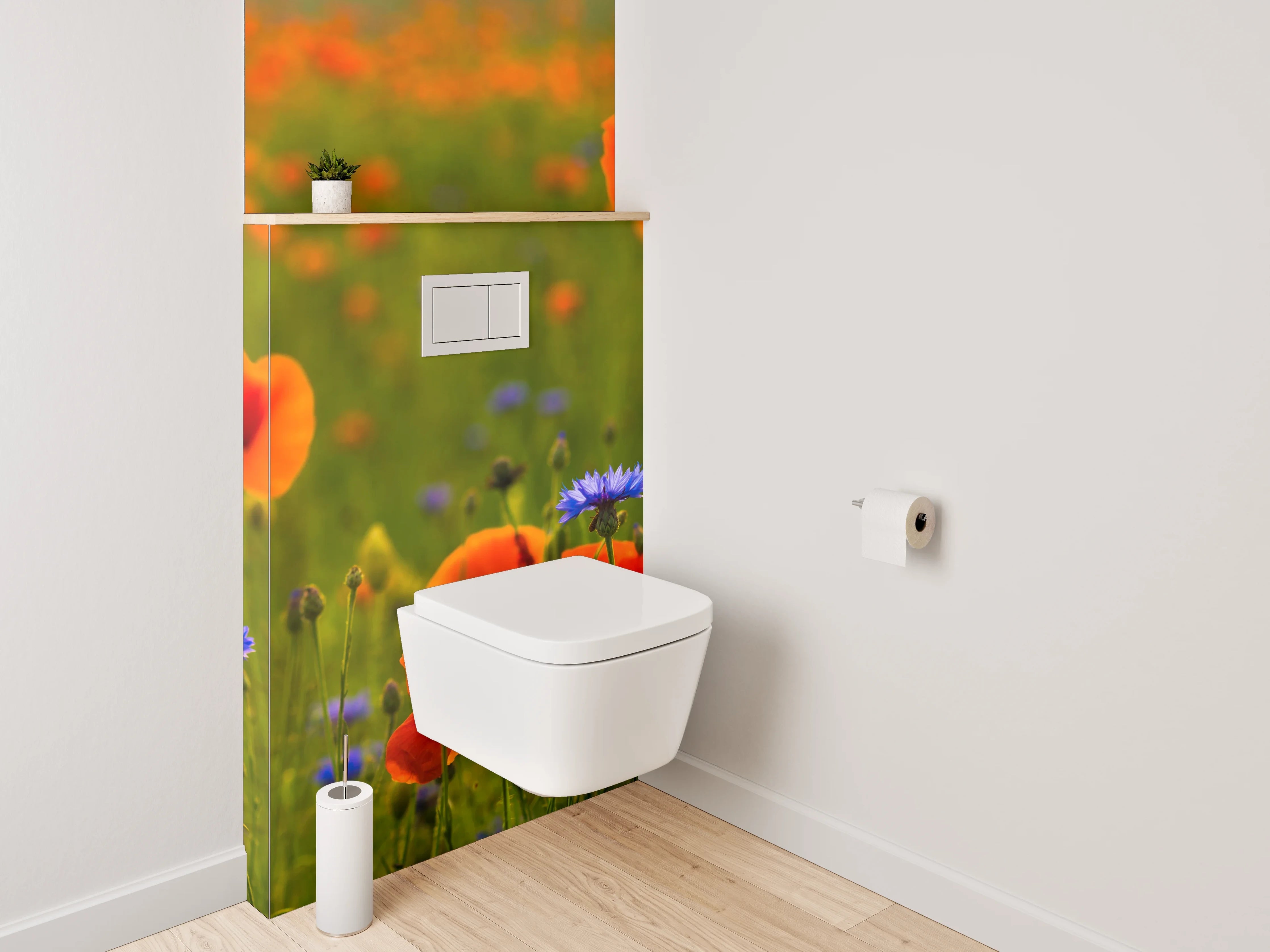 WC-Rückwand - Mohnblumenfeld mit Kornblumen Motiv