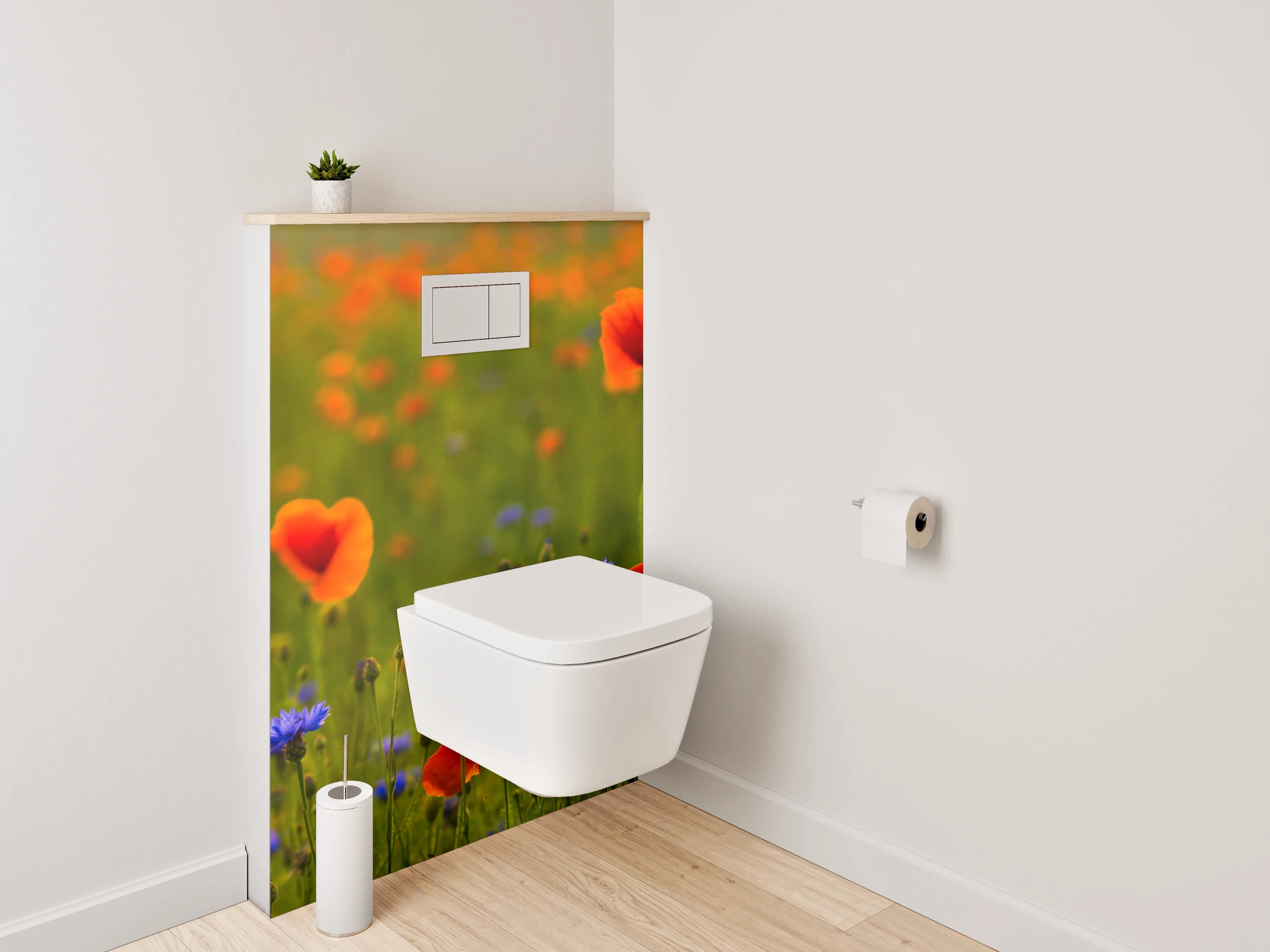 WC-Rückwand - Mohnblumenfeld mit Kornblumen Motiv
