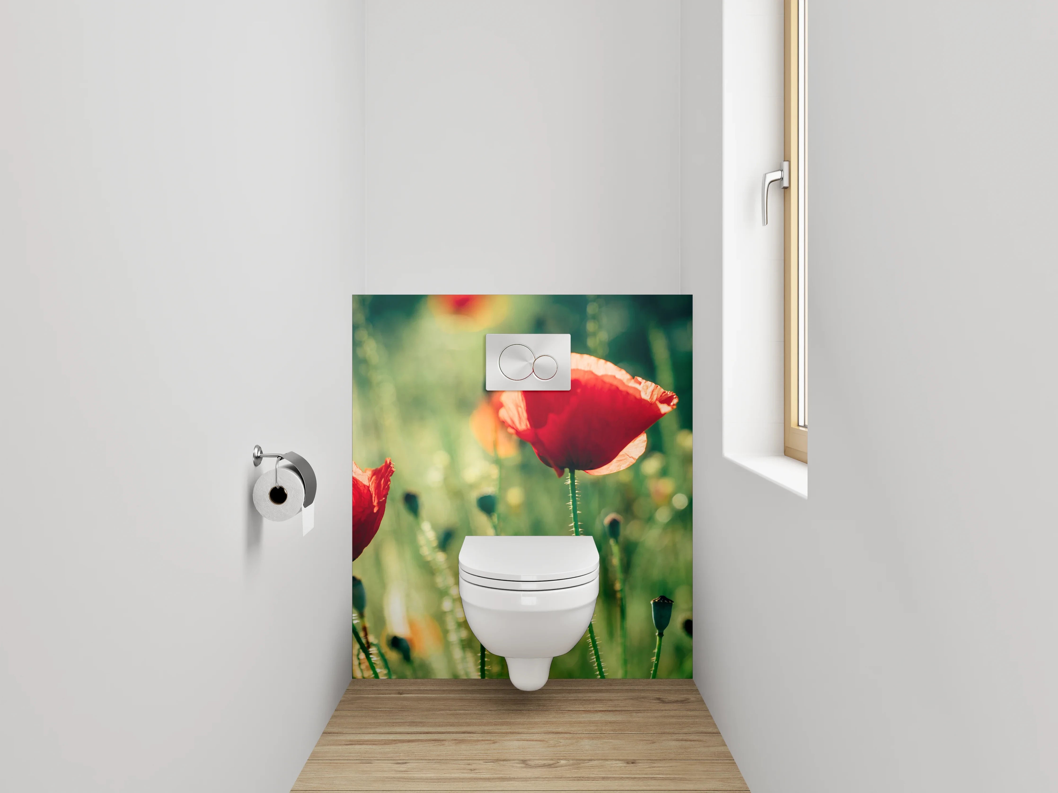 WC-Rückwand - Mohnblumenwiese Sonnenlicht Naturidylle