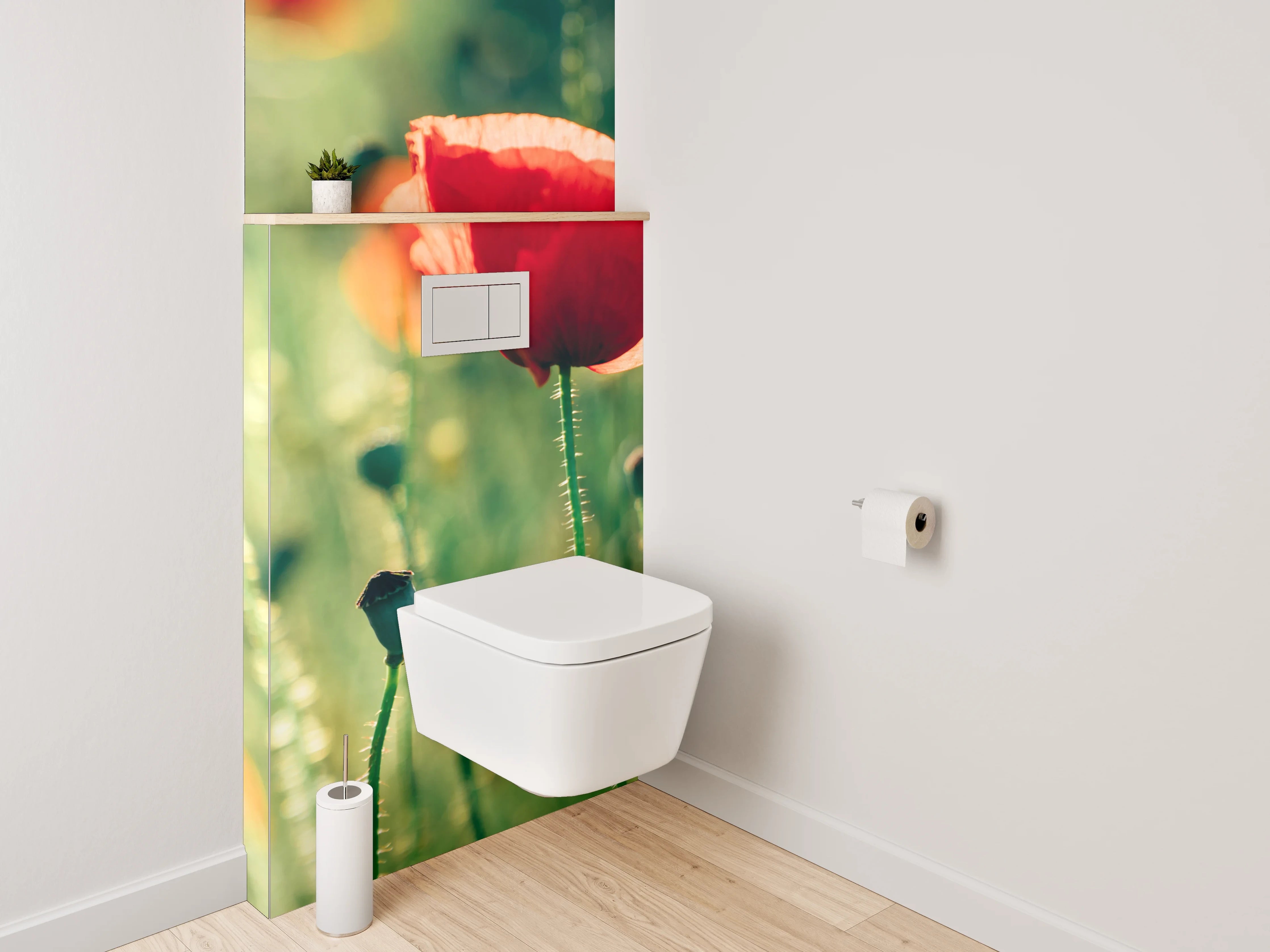 WC-Rückwand - Mohnblumenwiese Sonnenlicht Naturidylle