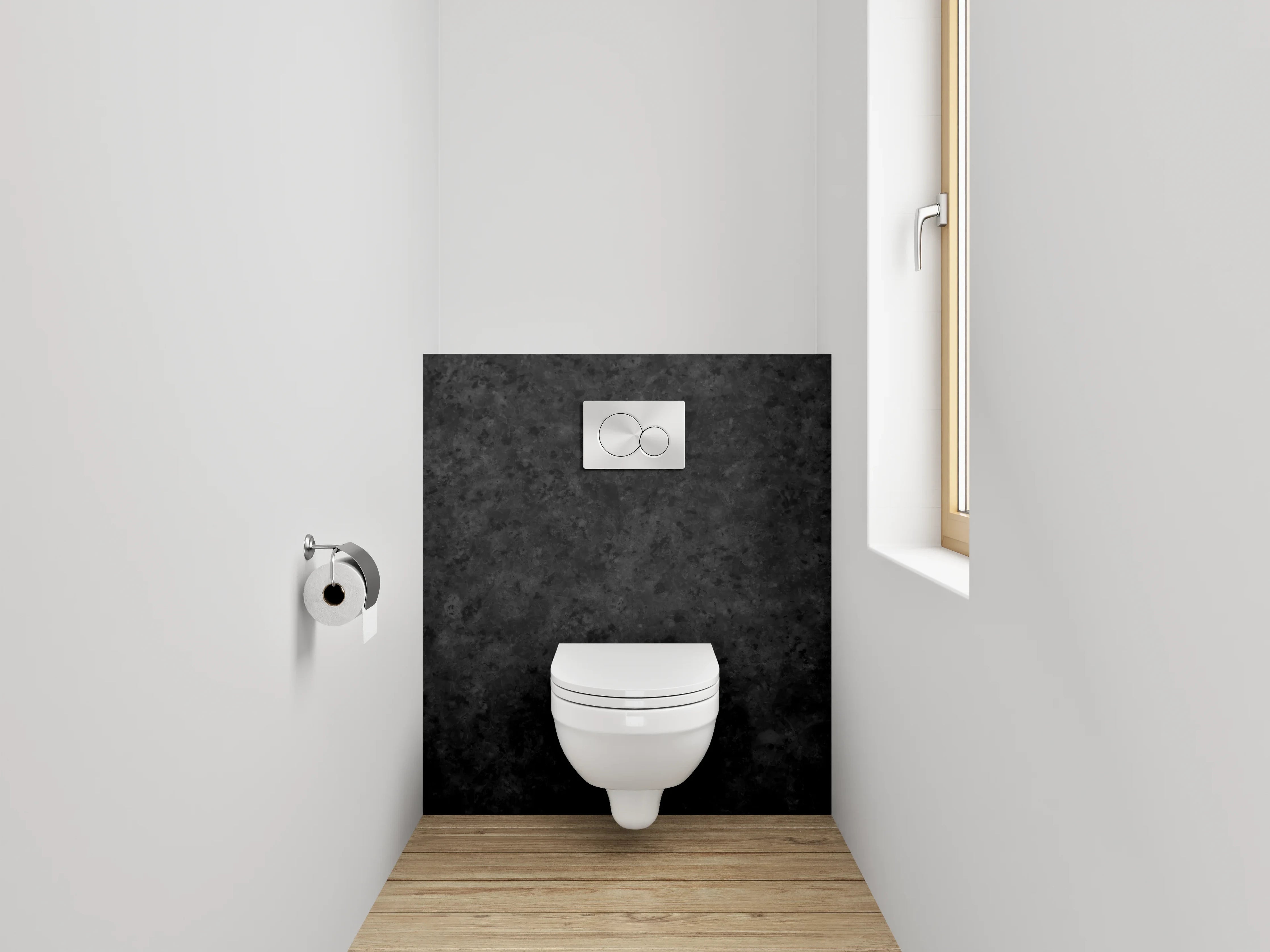 WC-Rückwand - Mondsilberne Granitstruktur