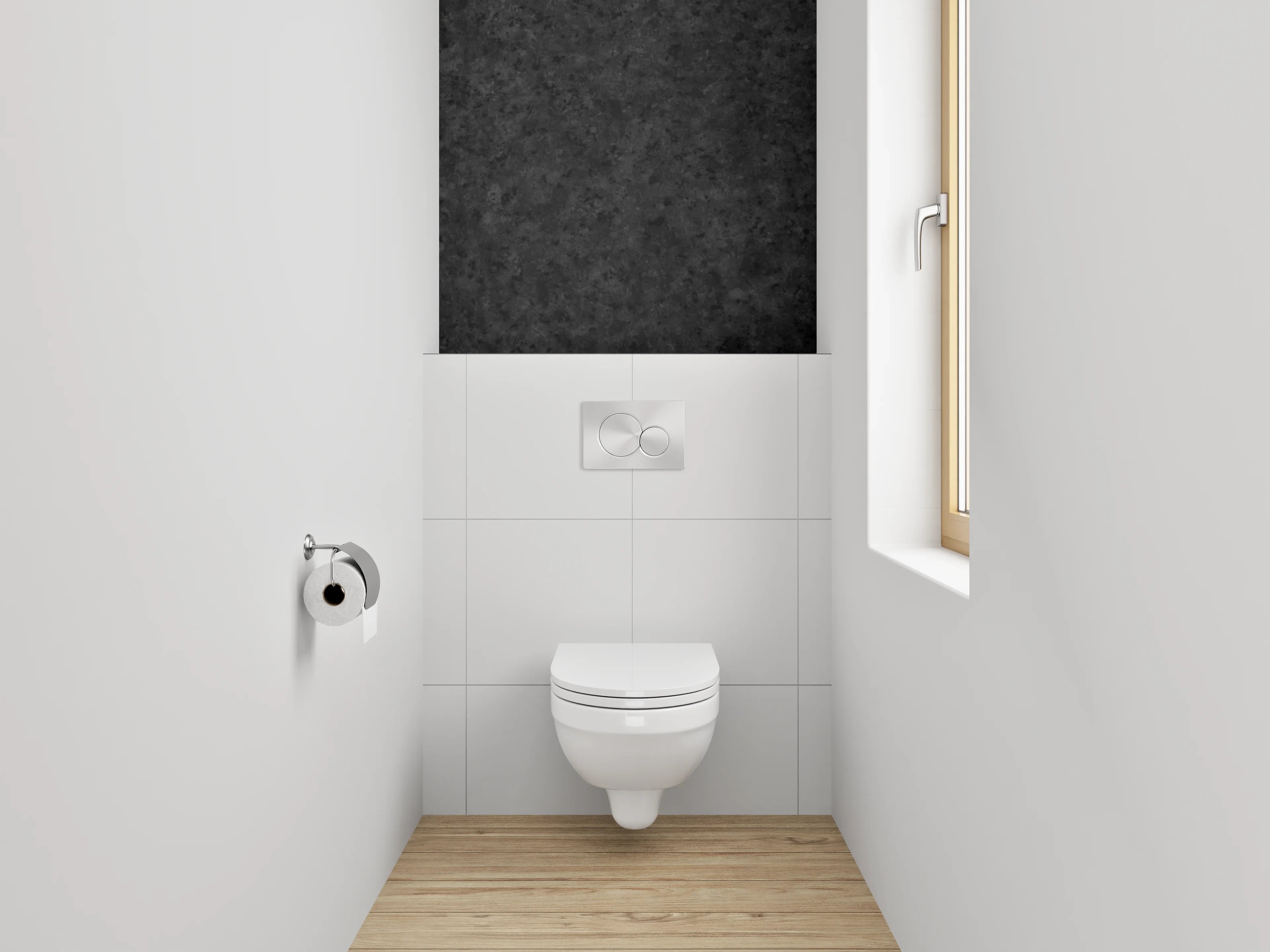 WC-Rückwand - Mondsilberne Granitstruktur