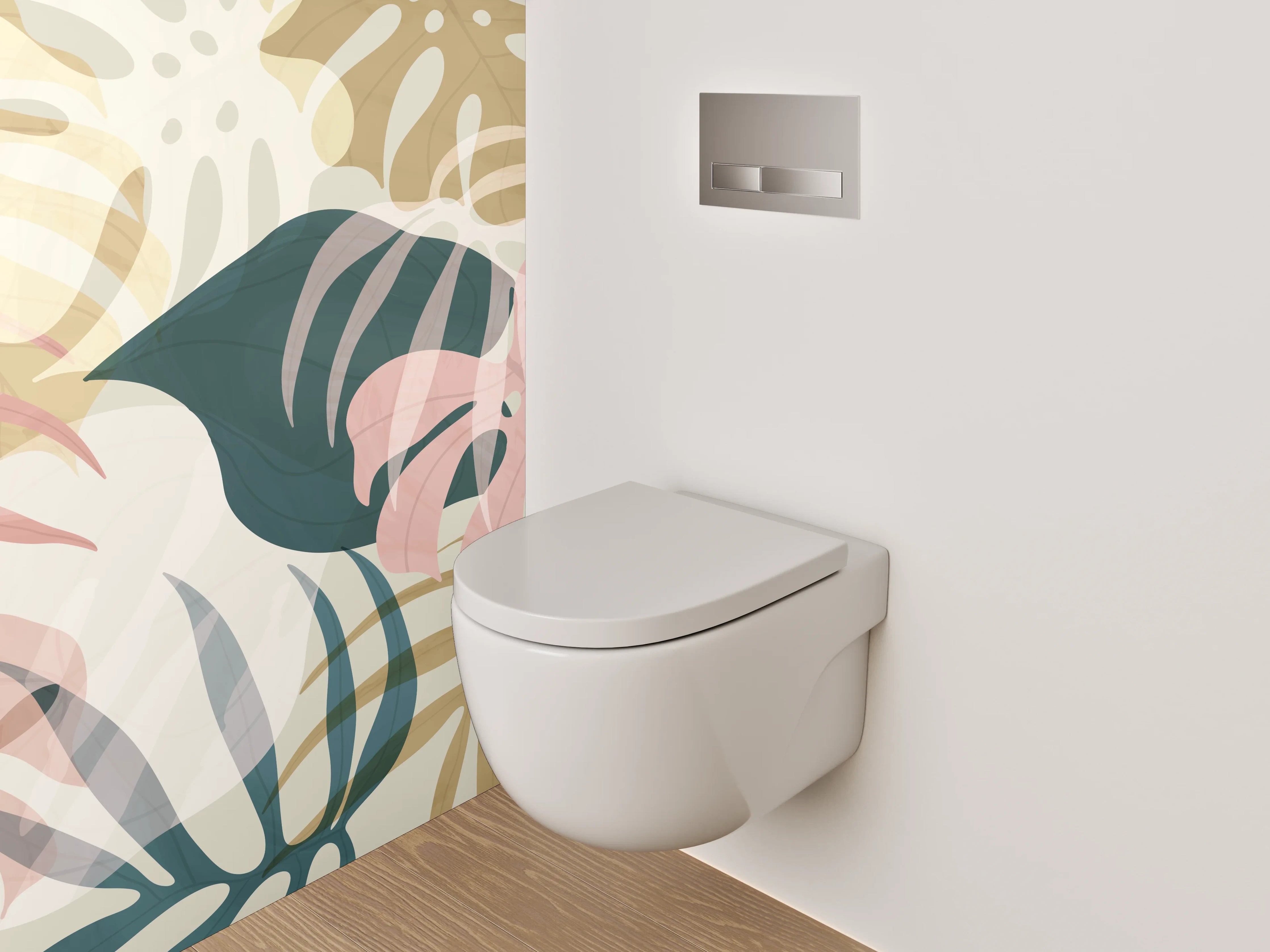 WC-Rückwand - Monstera Blätter Aquarell Muster