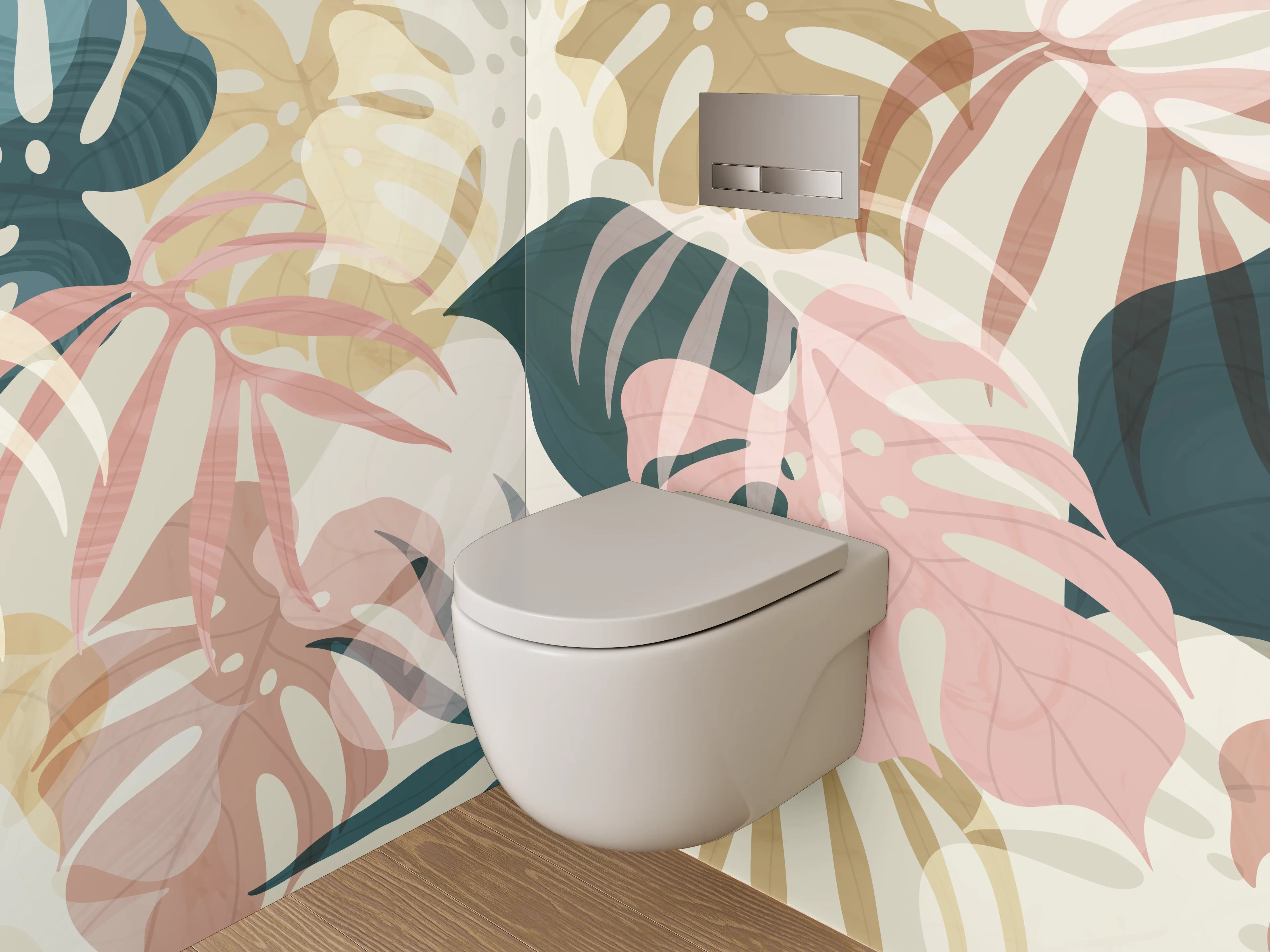 WC-Rückwand - Monstera Blätter Aquarell Muster