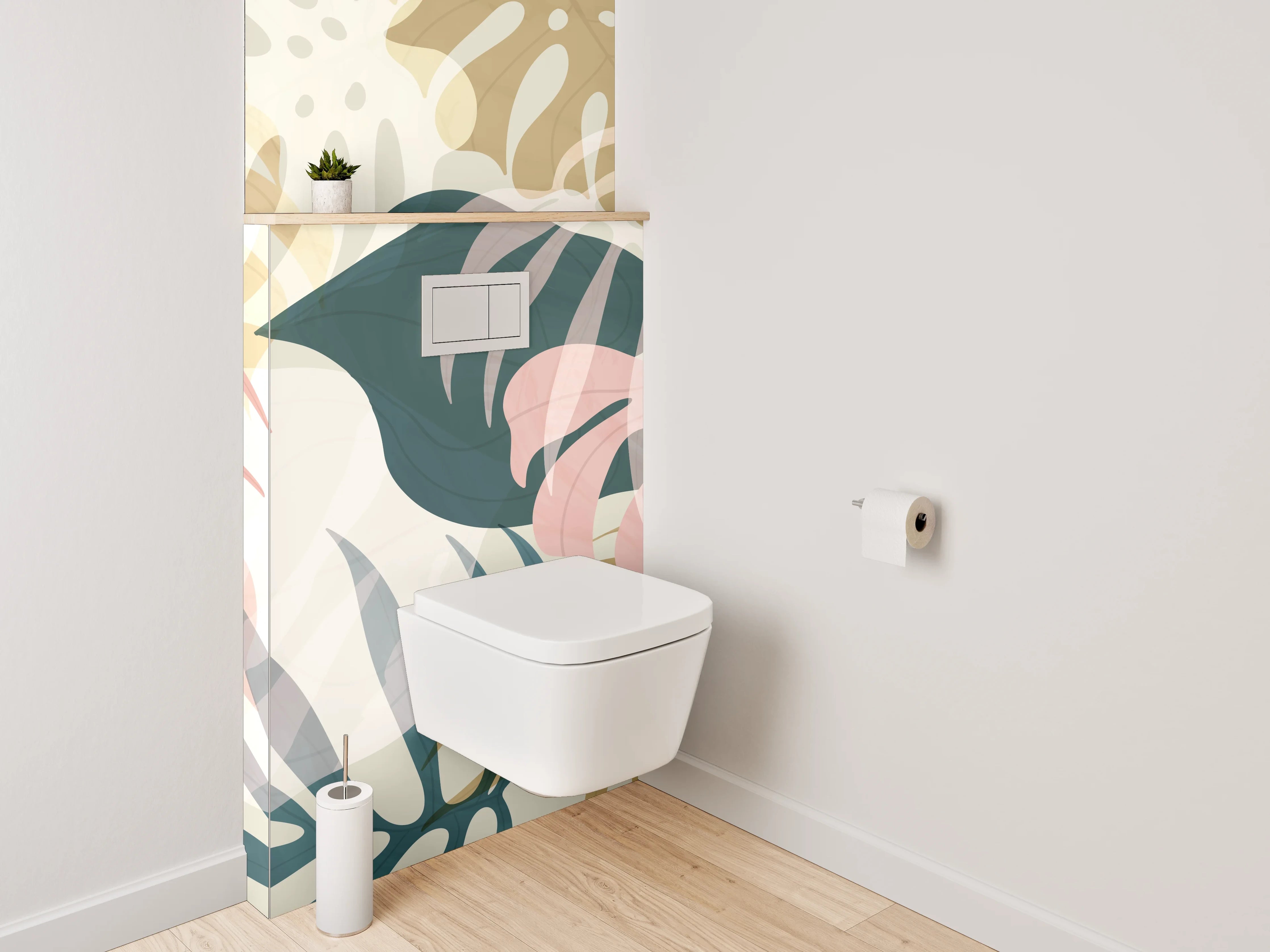 WC-Rückwand - Monstera Blätter Aquarell Muster