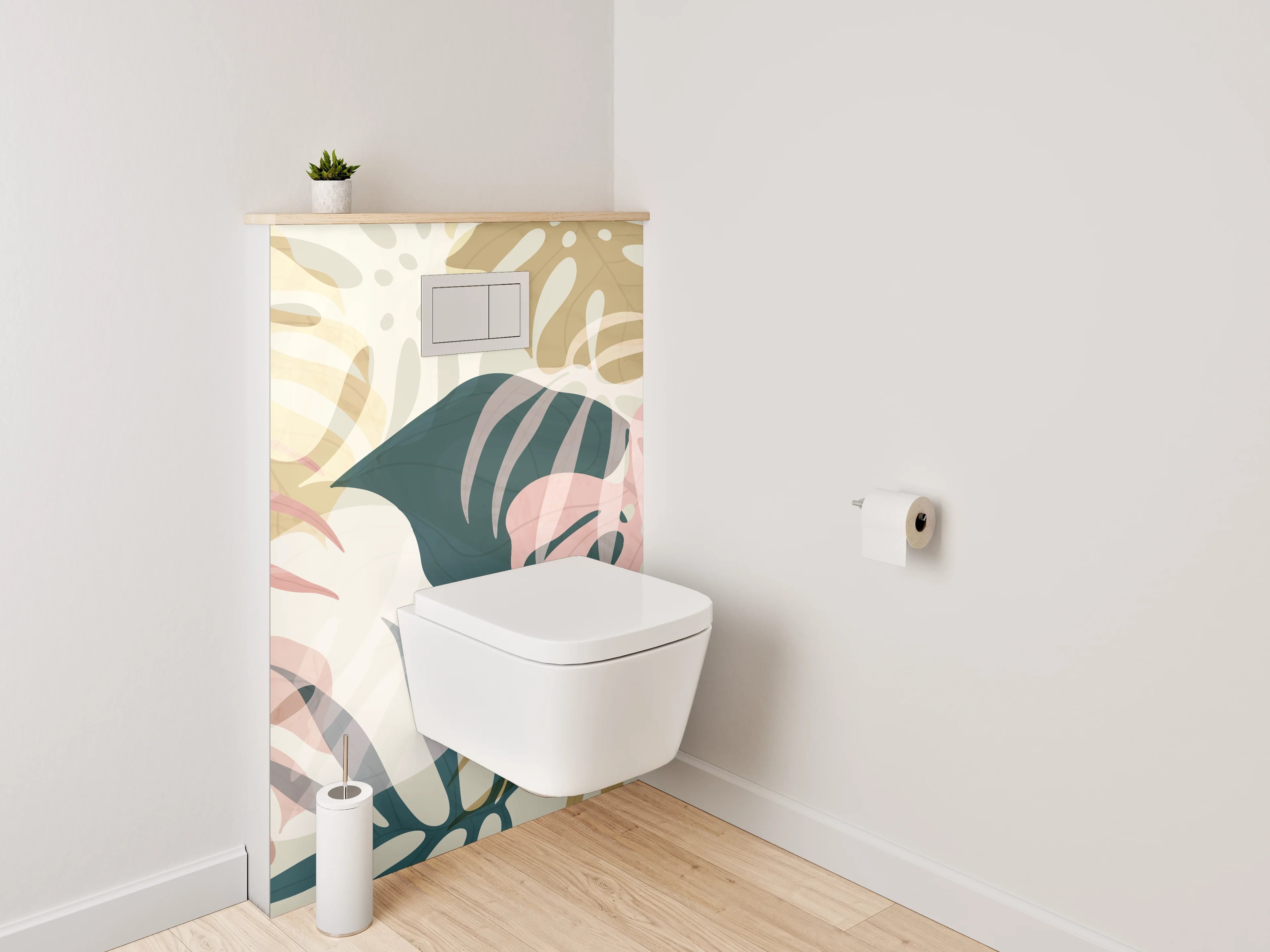 WC-Rückwand - Monstera Blätter Aquarell Muster