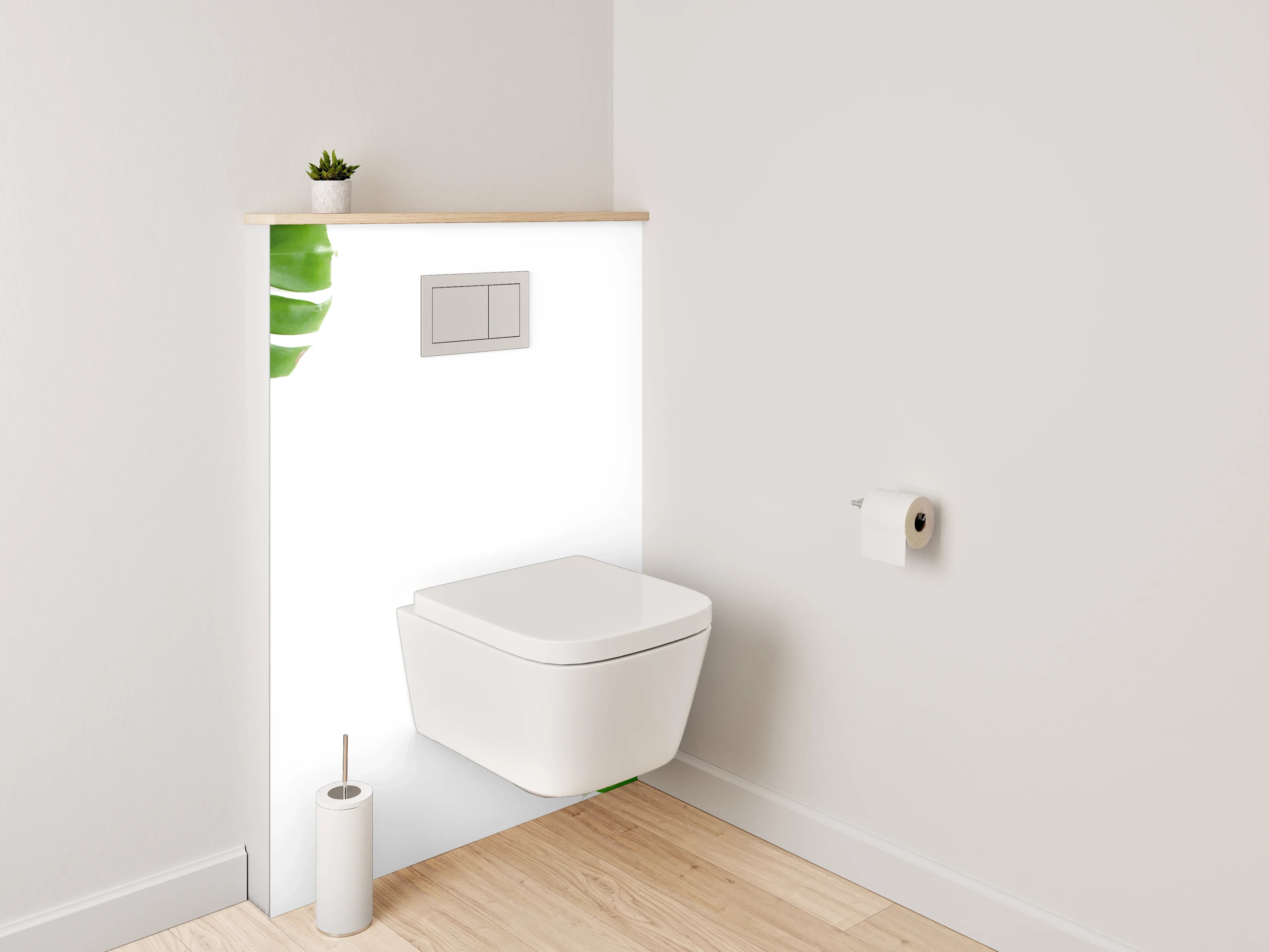 WC-Rückwand - Monstera-Blätter Naturmotiv grün weiß