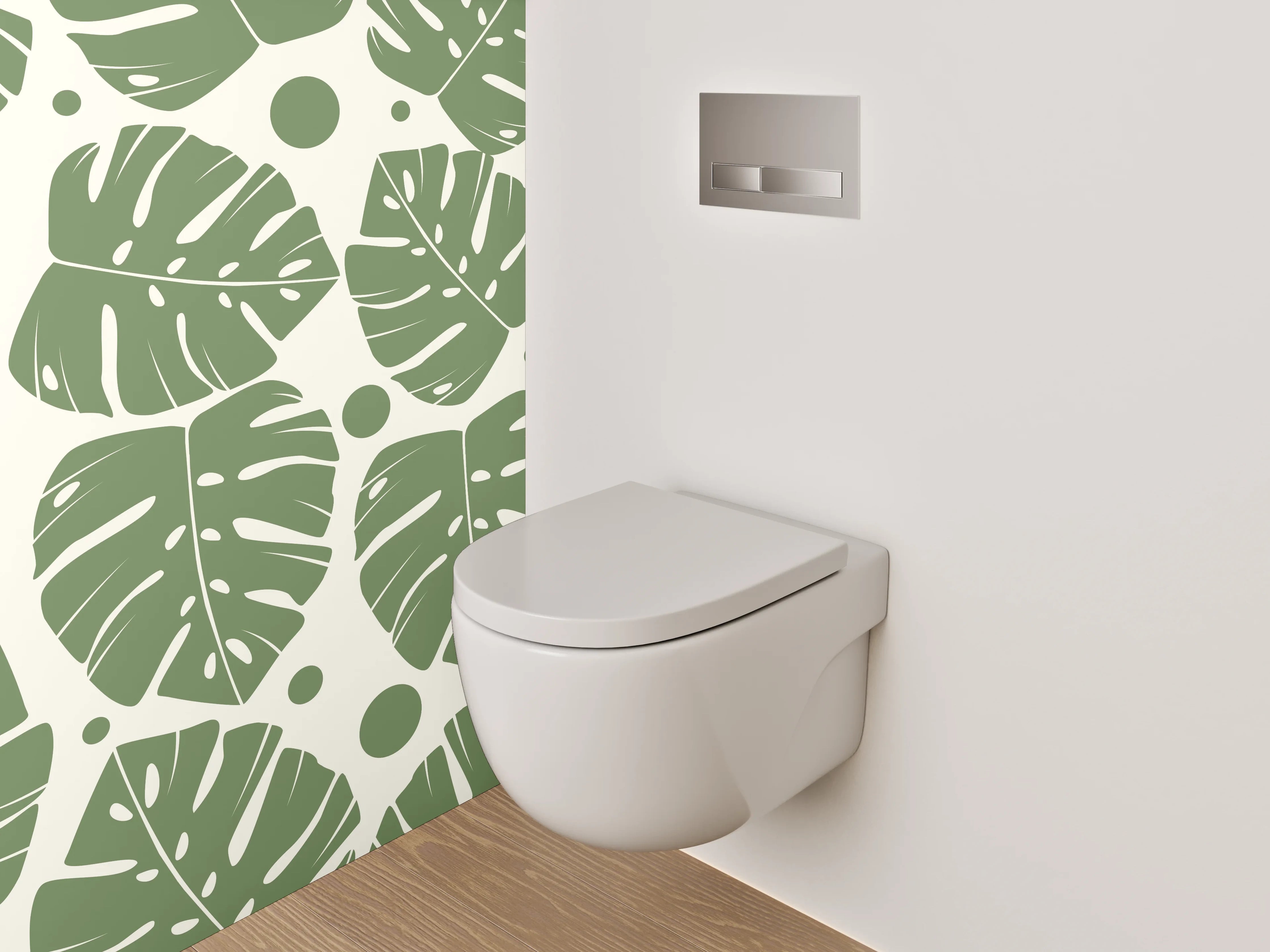 WC-Rückwand - Monstera Blätter Tropenmuster Grün