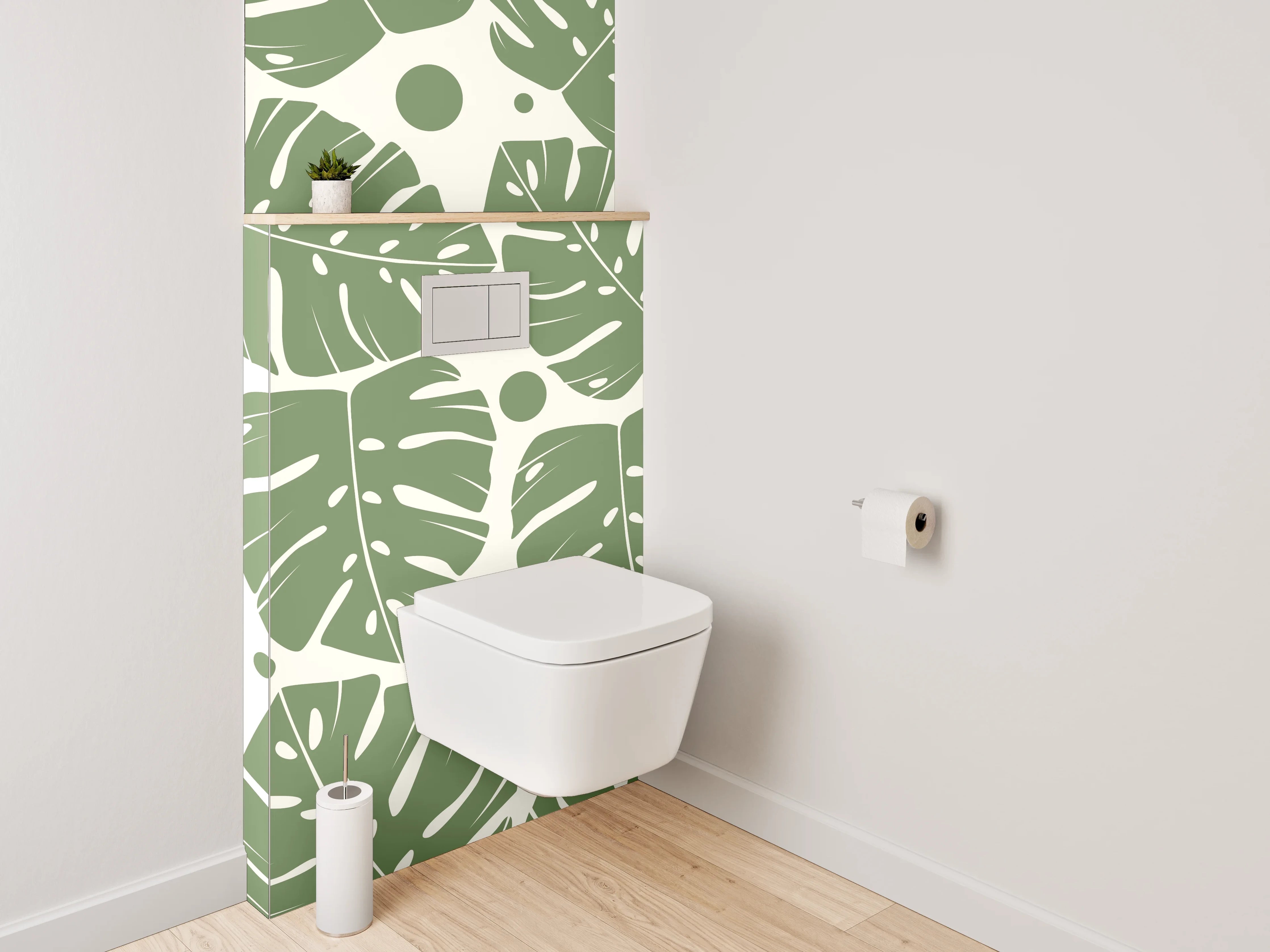 WC-Rückwand - Monstera Blätter Tropenmuster Grün
