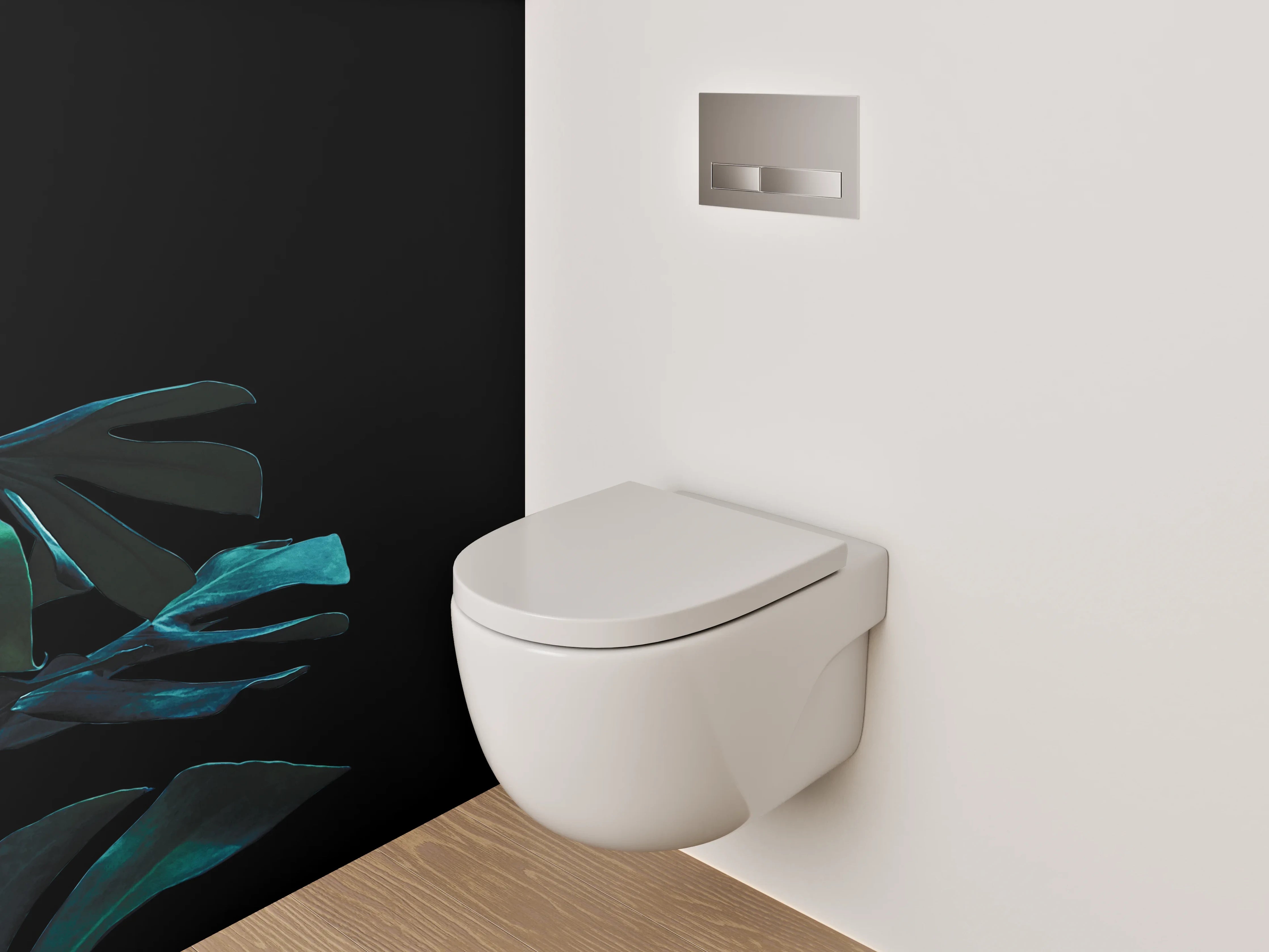 WC-Rückwand - Monstera Blatt Dschungelmuster Schwarz-Grün