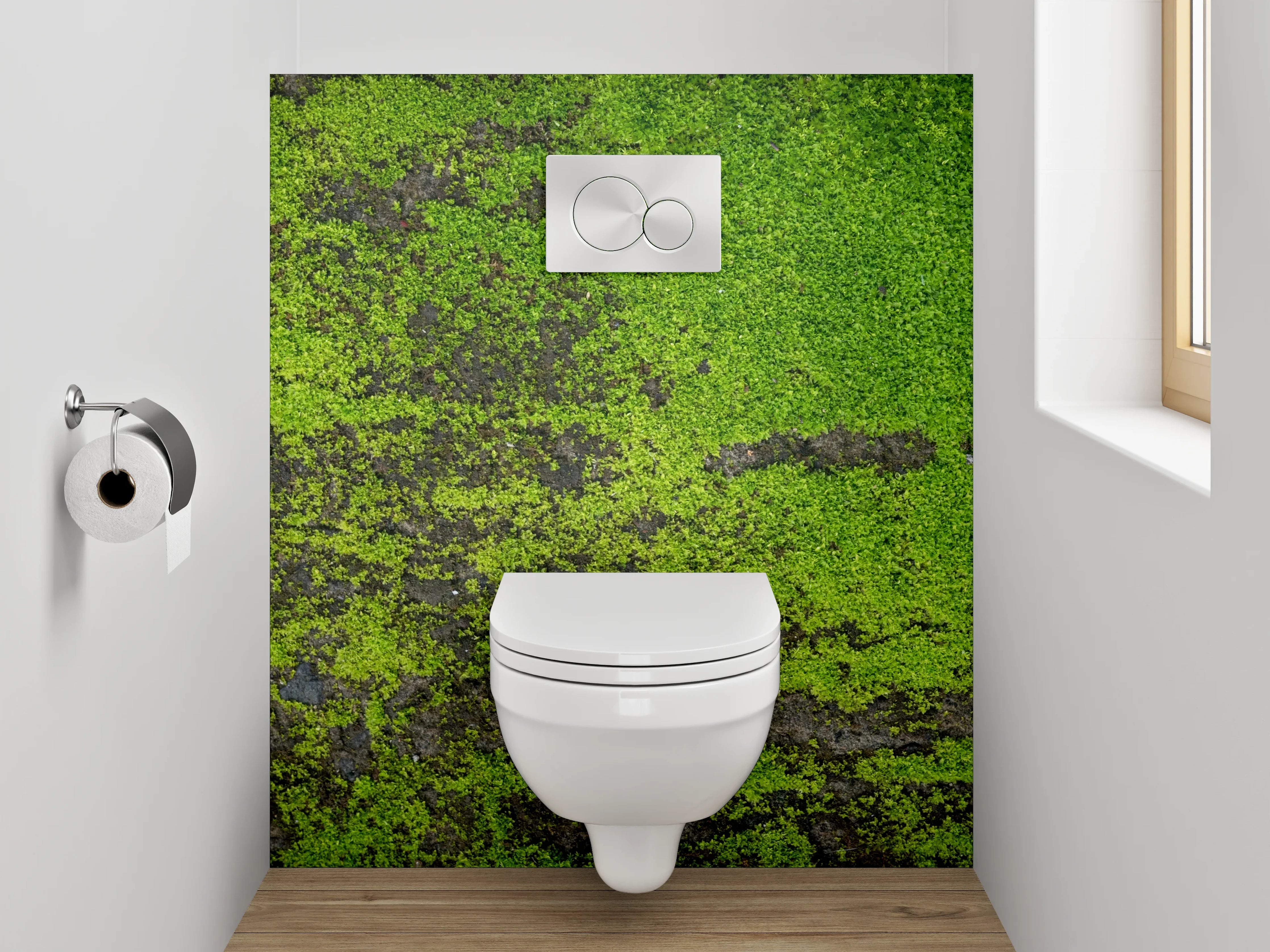 WC-Rückwand - Moosbewachsene Natur-Textur Grün