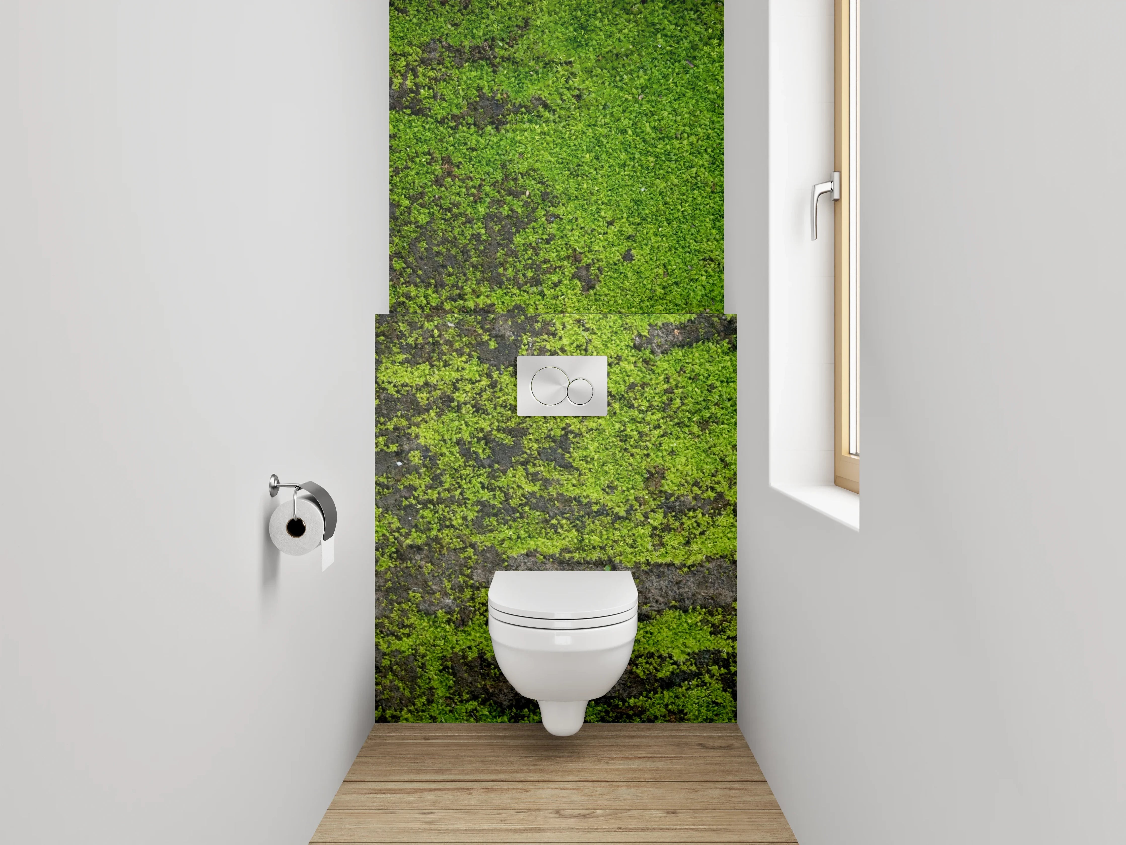 WC-Rückwand - Moosbewachsene Natur-Textur Grün