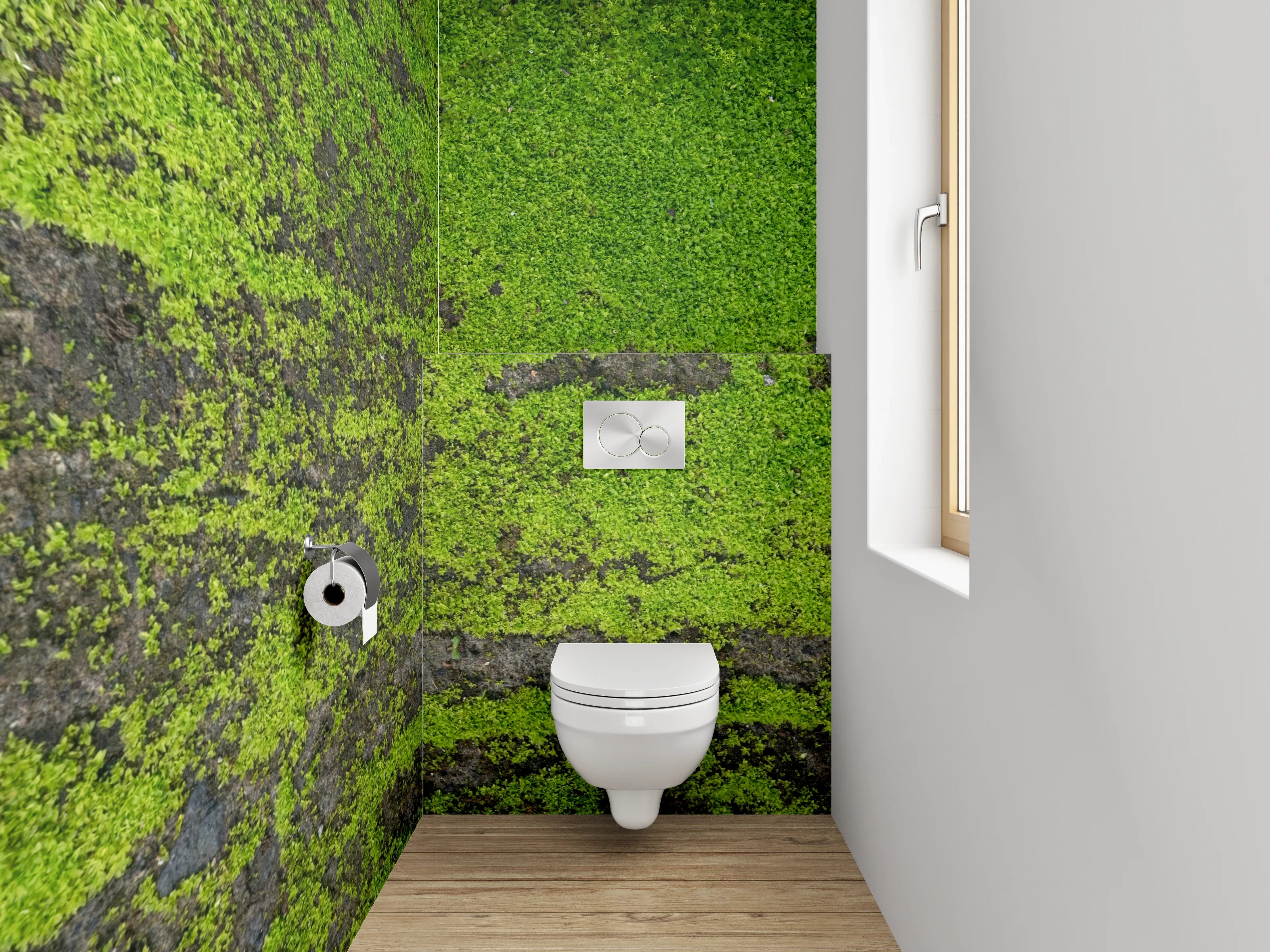 WC-Rückwand - Moosbewachsene Natur-Textur Grün