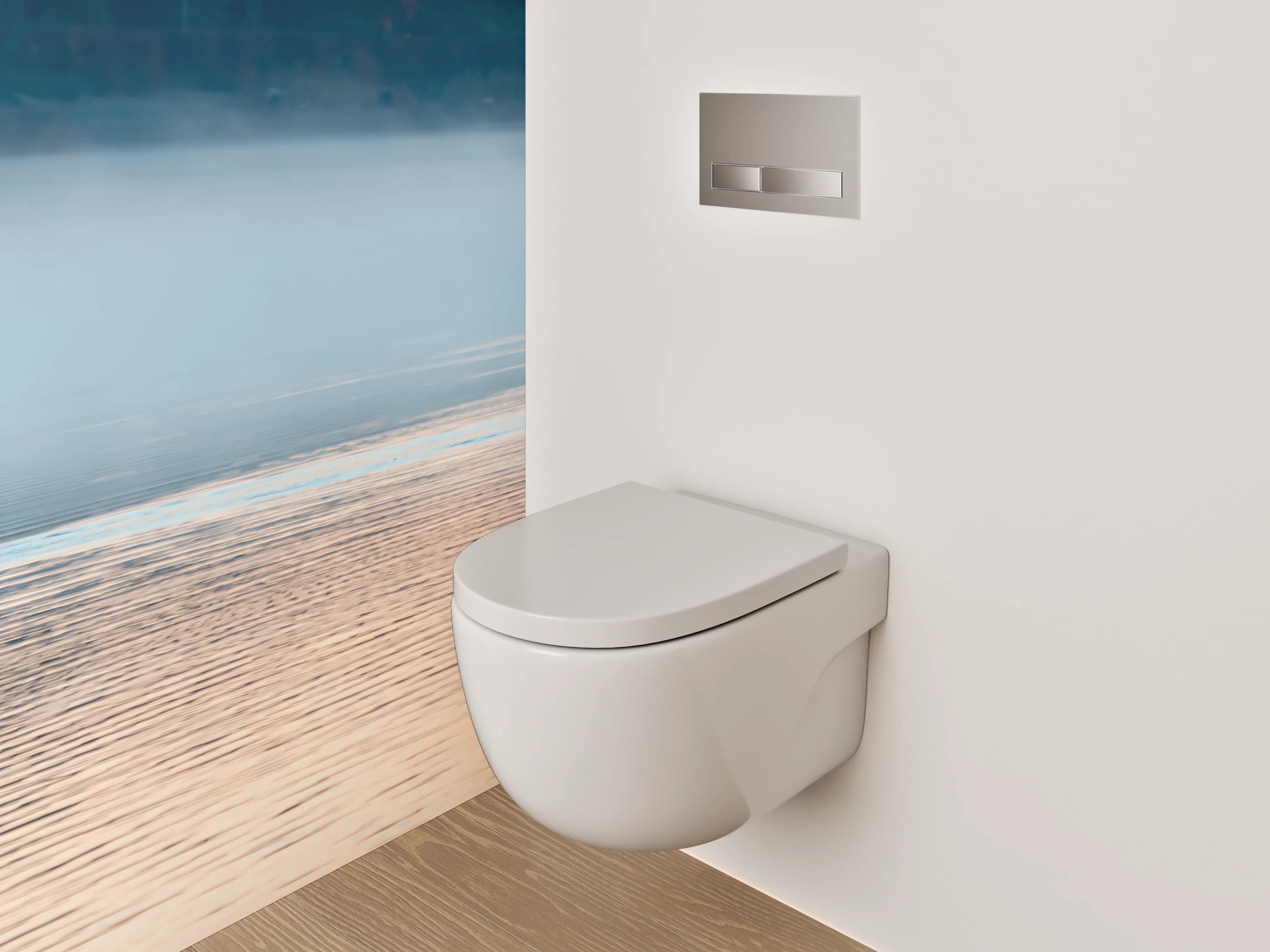 WC-Rückwand - Morgendliche Angleridylle am See