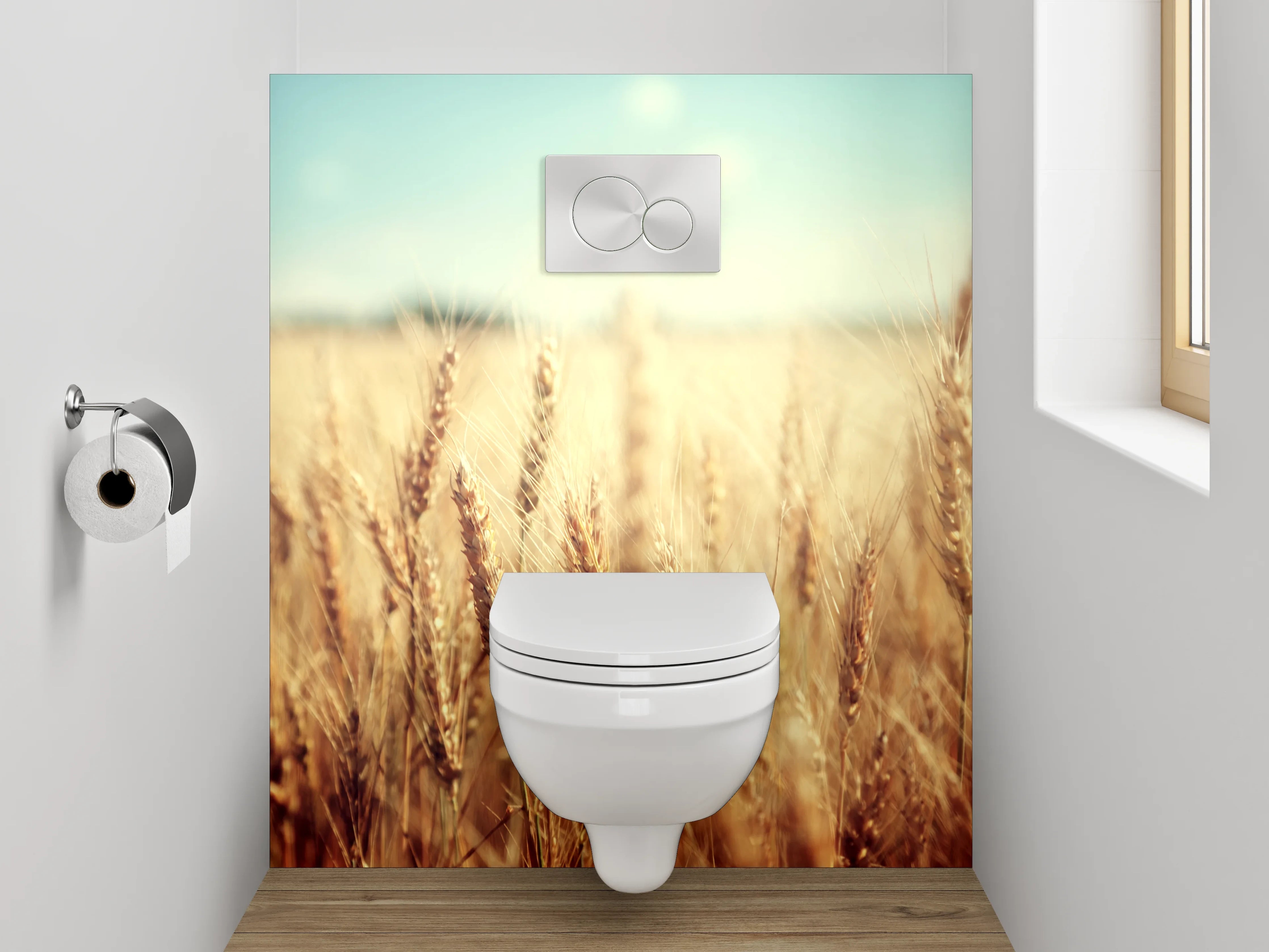 WC-Rückwand - Morgengraue Weizenwiesen
