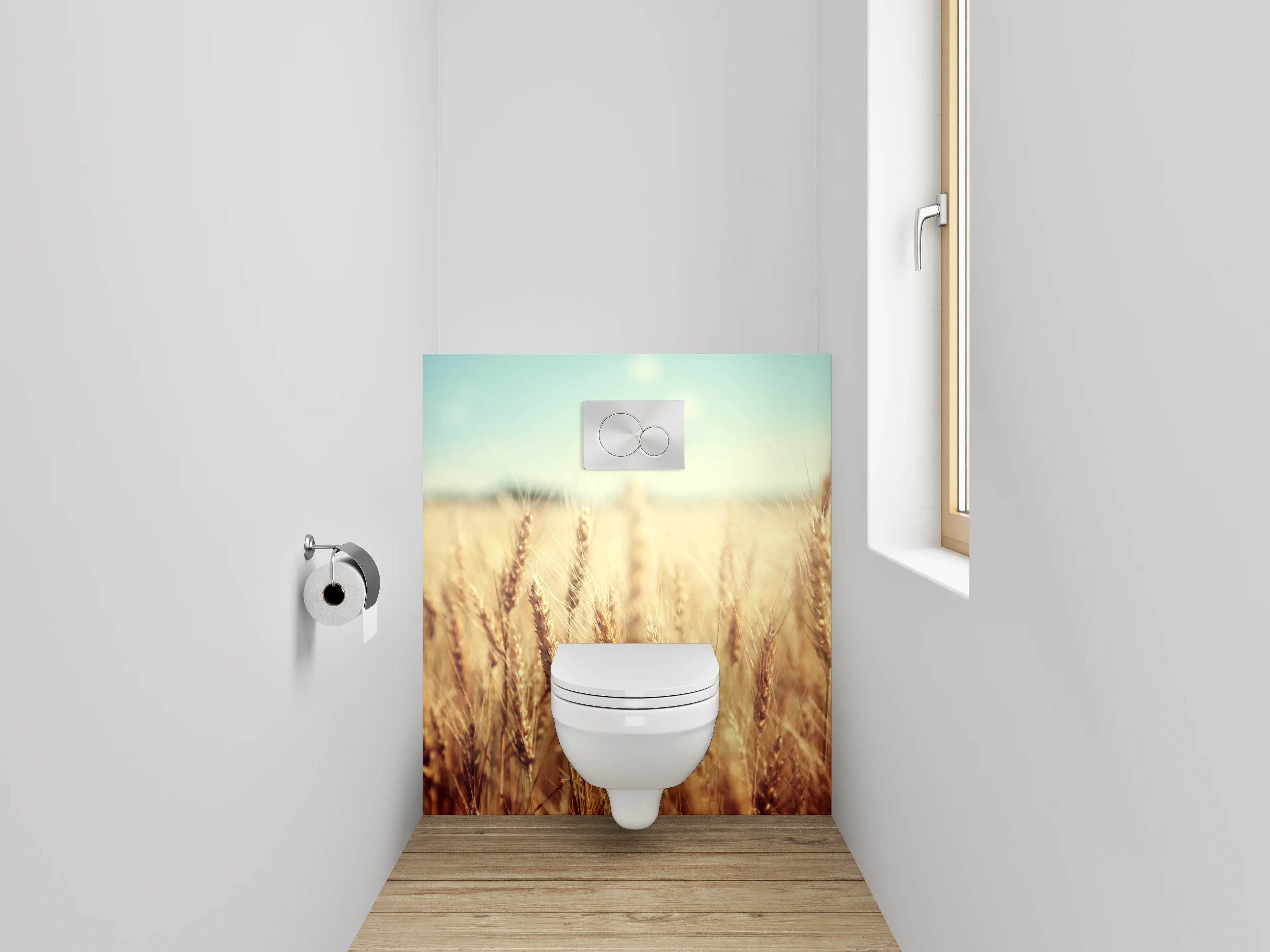 WC-Rückwand - Morgengraue Weizenwiesen