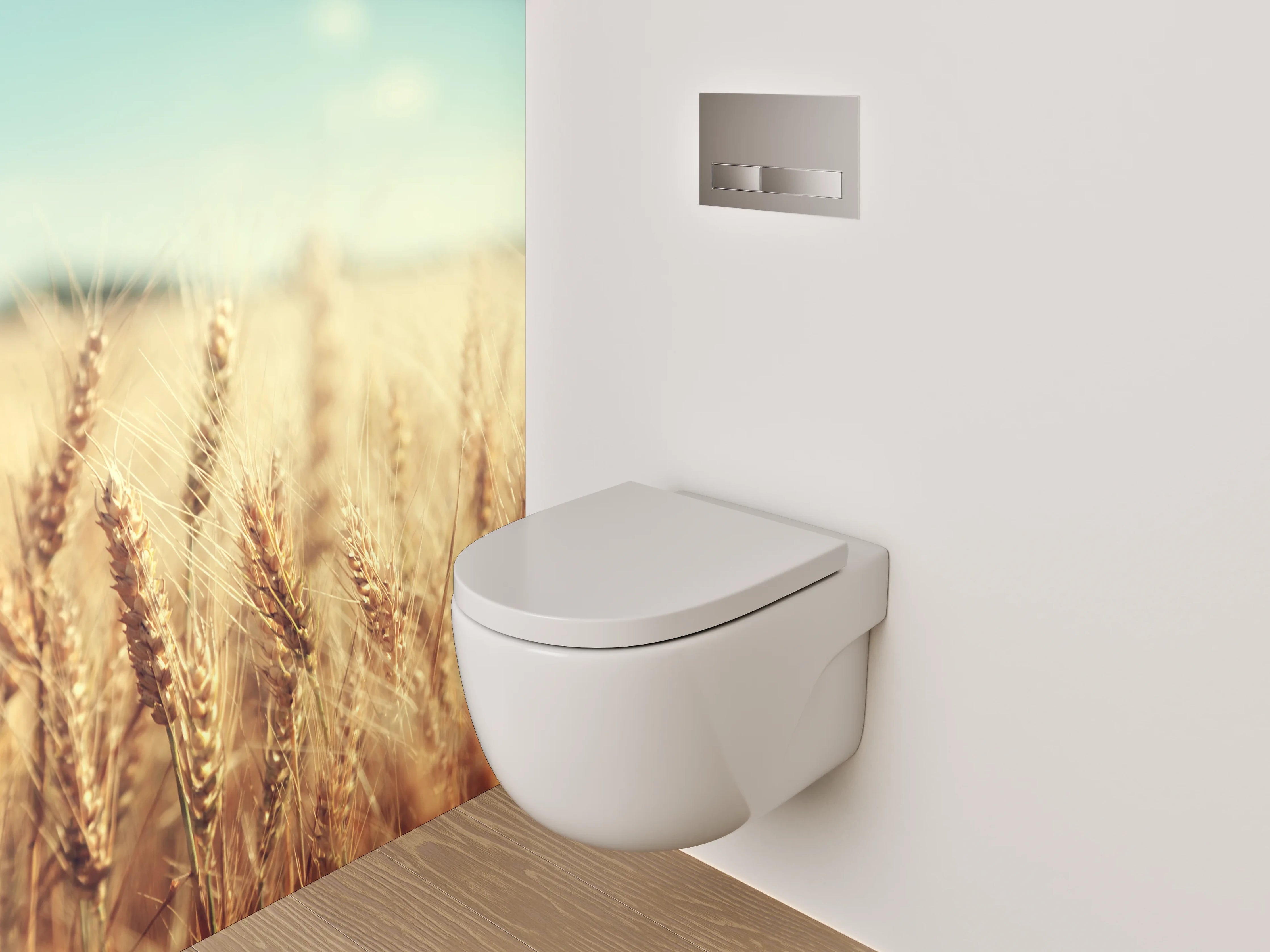 WC-Rückwand - Morgengraue Weizenwiesen